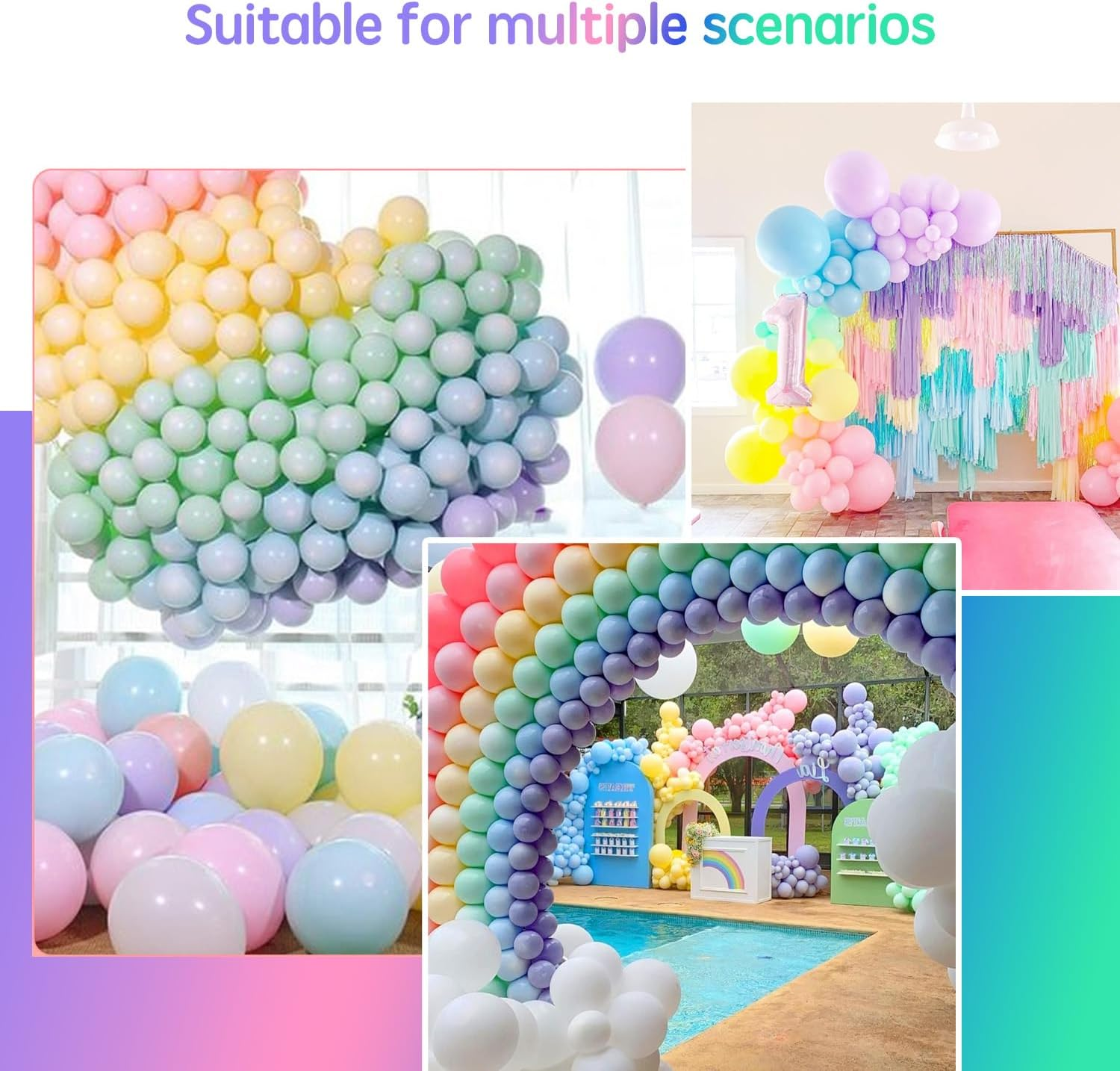 100-Pack 10 Inch Latex Party Balloons | Assorted Color Helium Balloons for Birthday, Wedding, Graduation | Premium Quality Balloons for All Celebrations | 100% Biodegradable (Multicolor) image number 6
