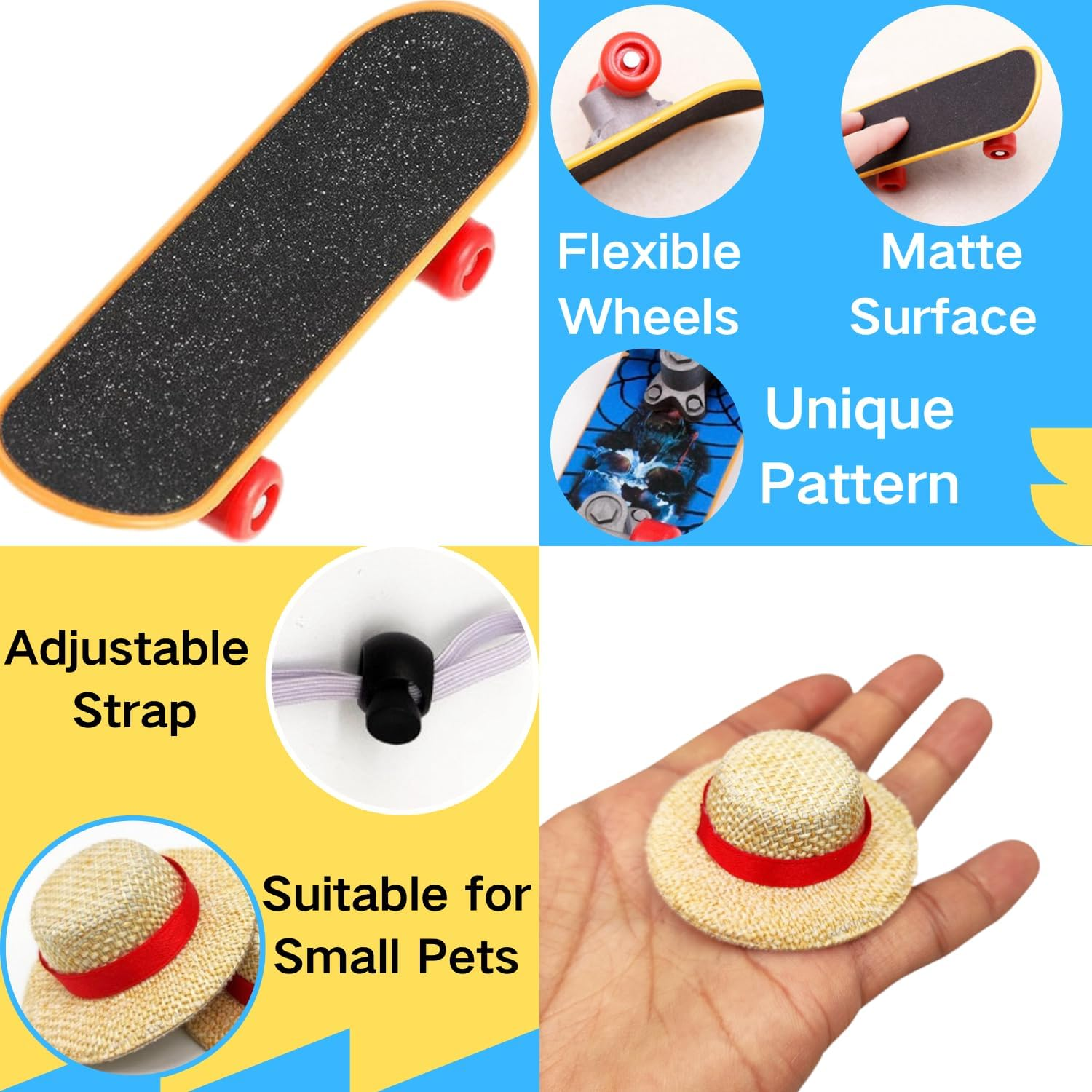3 Pack Bearded Dragons Accessories Toy Lizard Backpack Adjustable Hat and Mini Skateboard Fit for Lizard Bearded Dragons Hamster Parrot Little Turtle Reptiles Small Animals image number 4