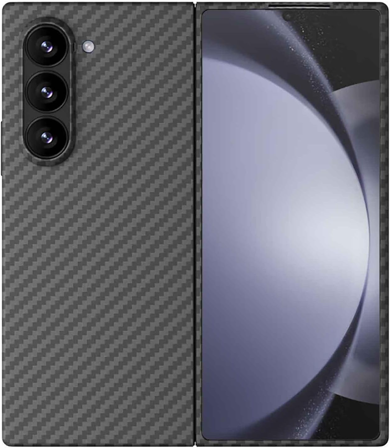 Sisyphy Aramid Fiber Case for Samsung Galaxy Z Fold 5 5G with Carbon Fiber Texture, Super Slim Protective Cover Skin, Soft Touch Sturdy Durable Case, Snap-On Back Cover Wireless Charging Friendly