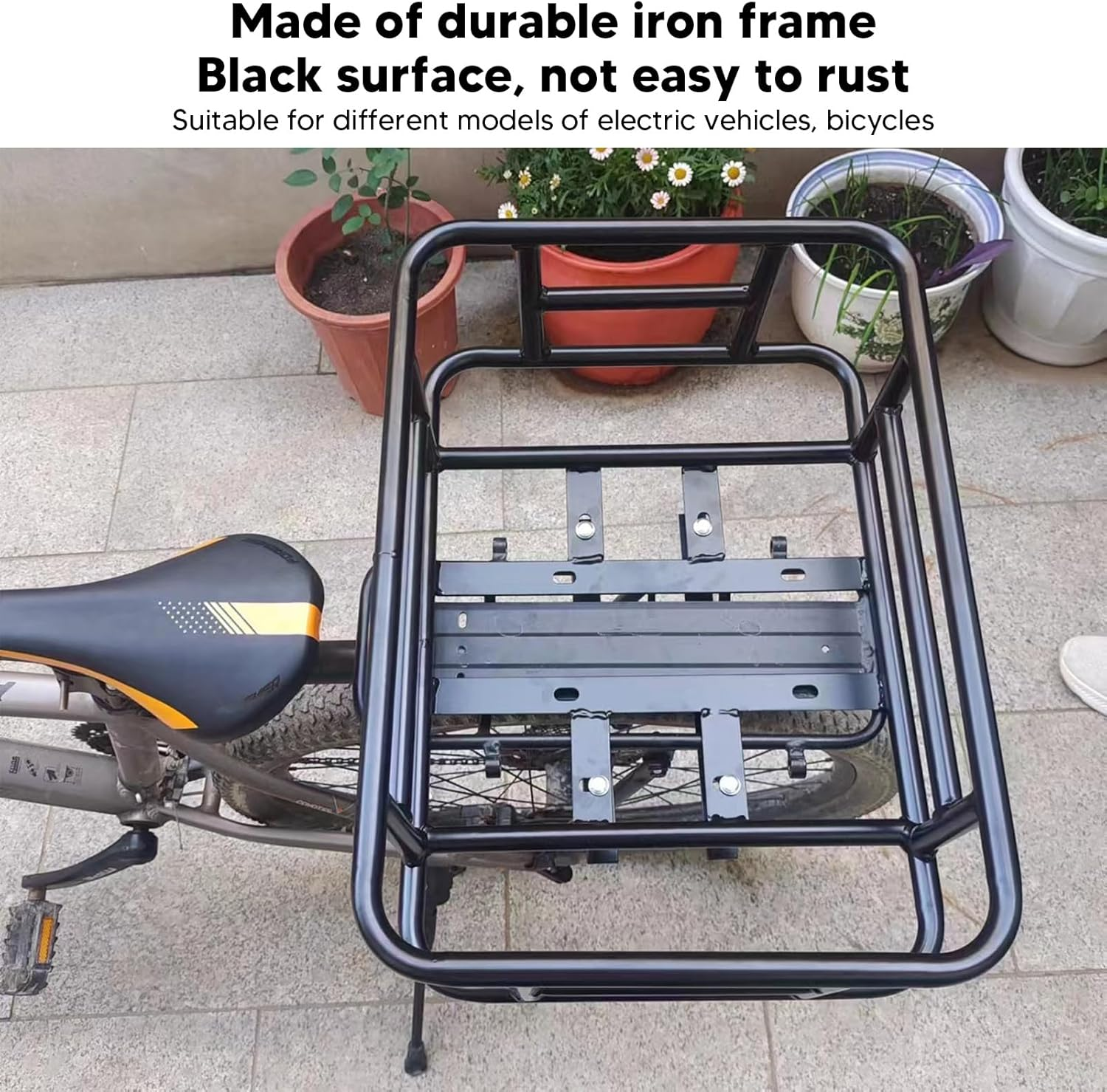 Rear Bike Basket, Large Capacity Rear Basket, Waterproof Back Storage Basket for Bike, Electric Bike, Rack Basket for All Cargo Needs, Easy Installation image number 4