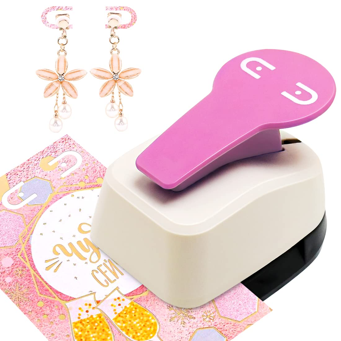 Earring Hole Punch, Earring Card Punch, Earring Punch, Pink Craft Punches, Earring Hole Puncher for Cards, Leverback Earring Card Punches, Earring Punch Card Tool, Craft Lever Punch for Earring Card image number 1