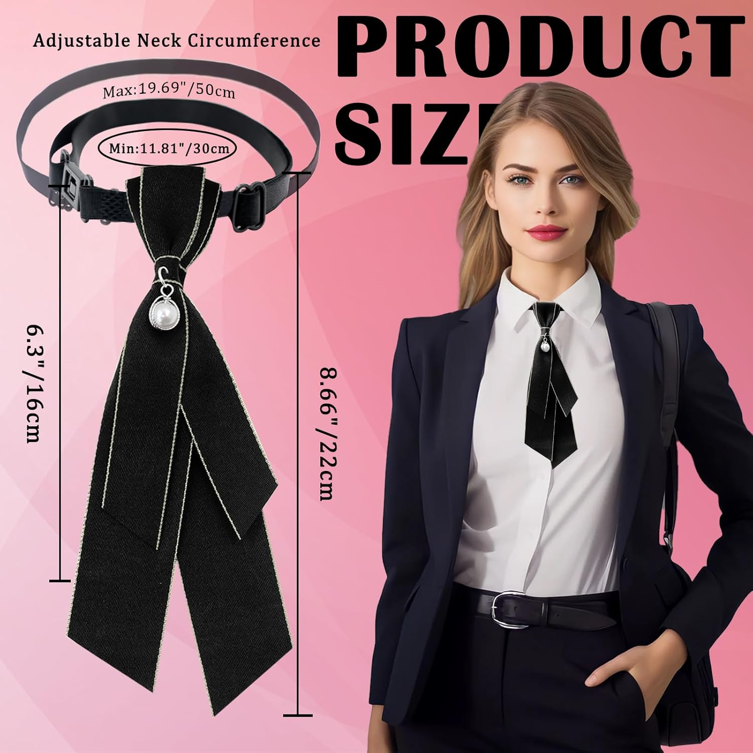 Luckyvestir Bow Ties for Women, Girls Uniform Black/Red/Green Neck Tie, Vintage Accessory for School Shirt Work