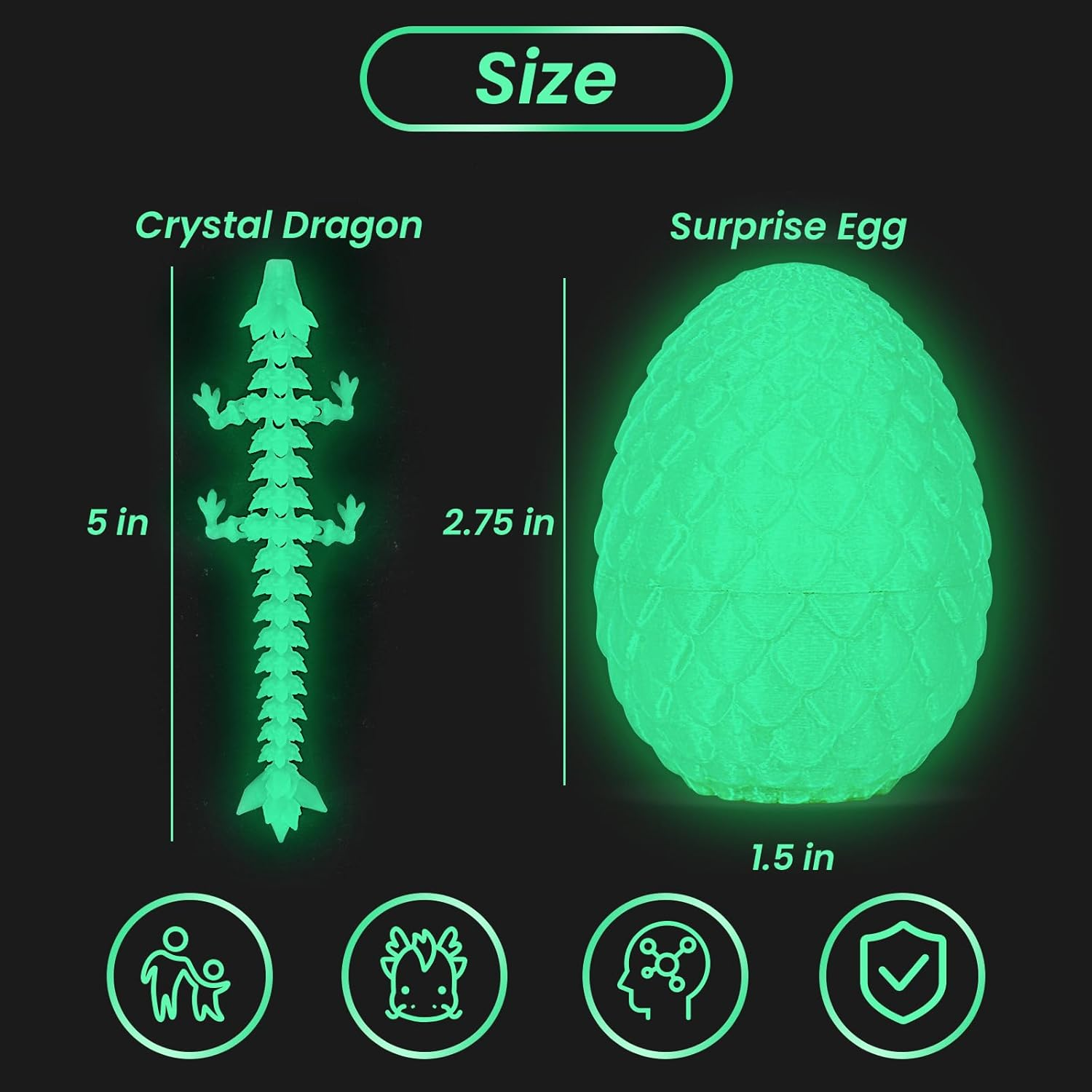 4PCS 3D Printed Dragon Eggs with Dragon Inside, Mini Mystery Dragon Egg Articulated Crystal Dragon Fidget Toy, Surprise 3D Printed Animals Toy Set (4-Piece Set-B) image number 6