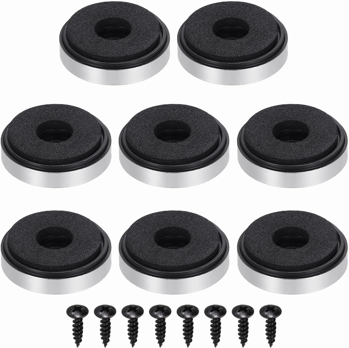Sourcing Map 8 Pcs Speaker Isolation Feet,30Mmx7Mm Plastic Foam Shock Absorption Base Pad anti Vibration Amplifier Stand Feet Mat for Audio CD Hifi Home Theater Sound System, Gold image number 2