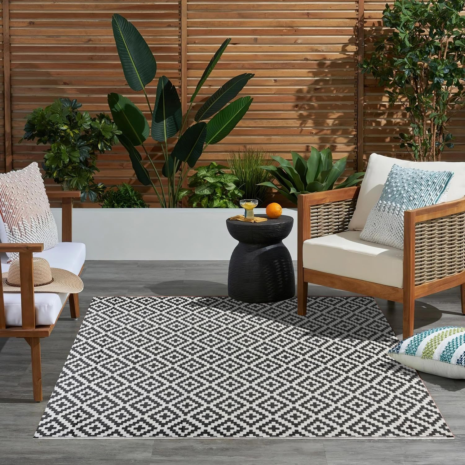 Outdoor Rug - Diamond Black and Grey Square (300 X 300 Cm) image number 5