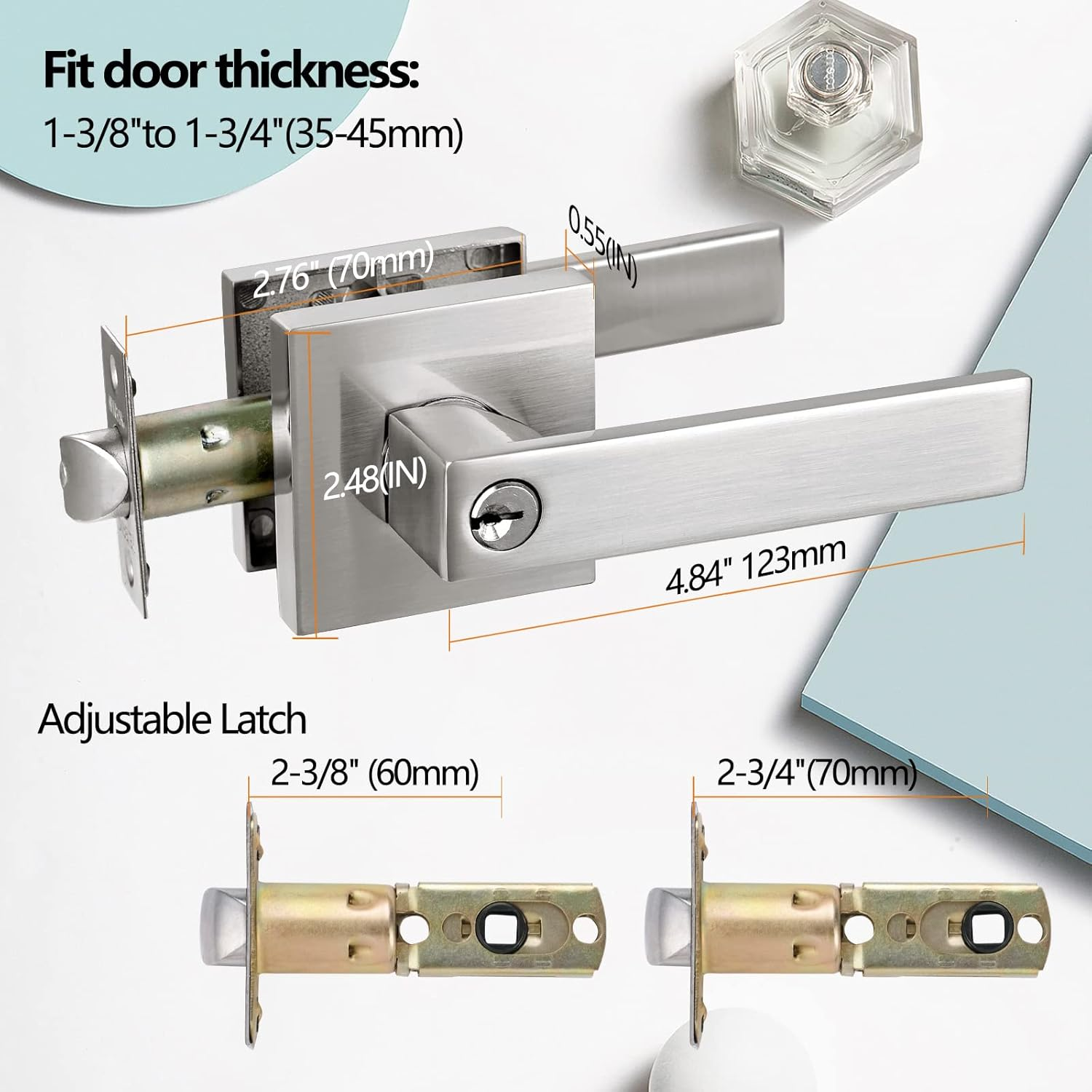 NEWBANG Keyed Entry Lever Lock for Exterior Door and Front Door Heavy Duty Lever Door Lock Handle Satin Nickel Finish image number 1