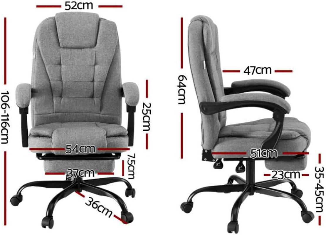 Artiss Office Chair Executive Fabric Seat Racing Computer Desk Chairs Footrest - Black image number 3