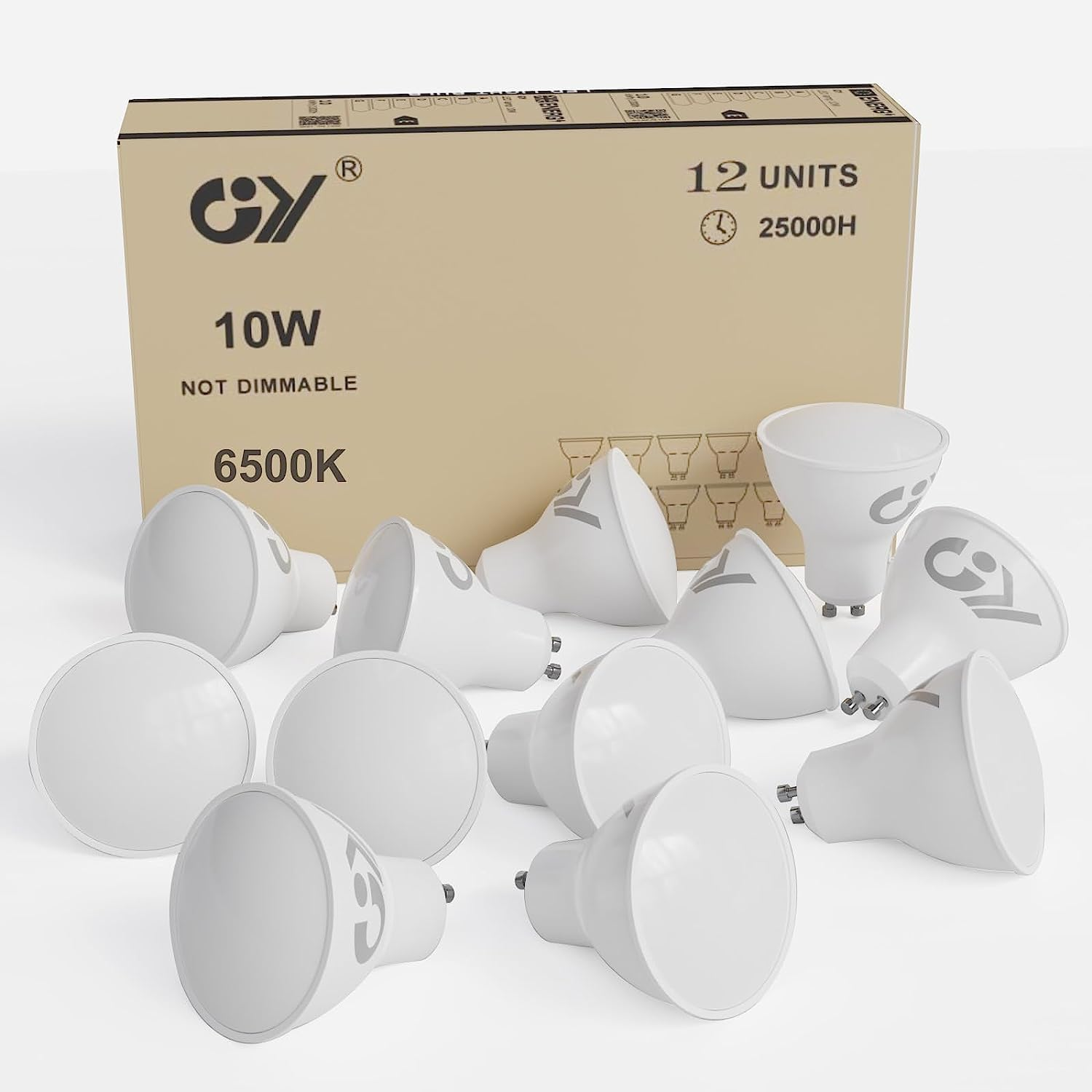 GY GU10 LED Bulb 4.9W 780Lm Warm White 3000K Energy Saving LED Bulb, Energy Efficiency Class B Replaces 80W, 110&deg;Beam Angle Non-Dimmable, 5 Pack