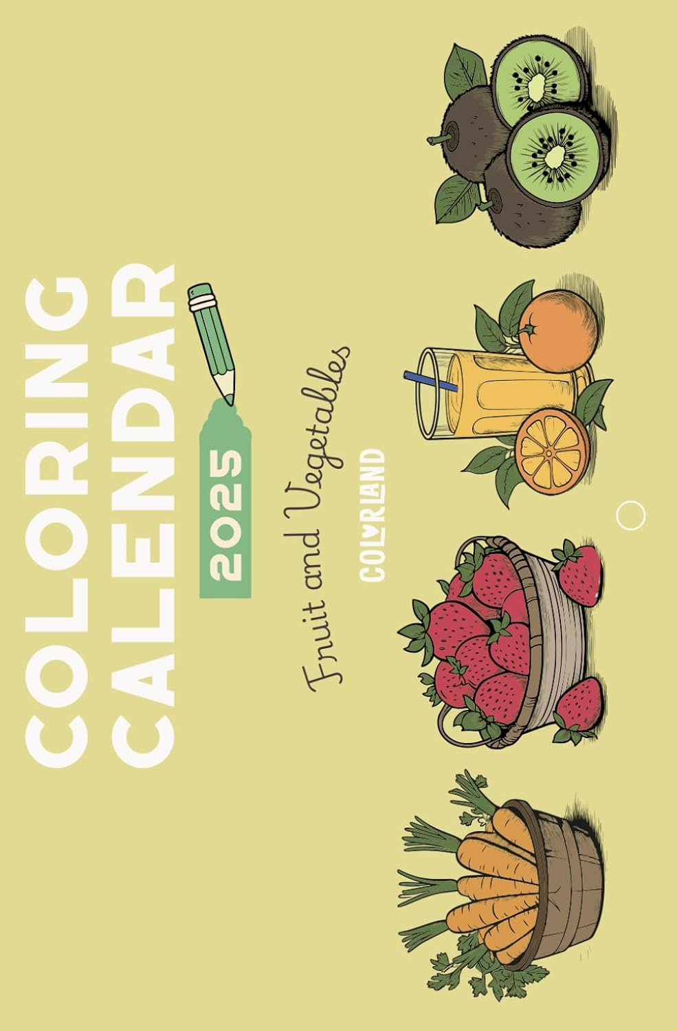 Coloring Desk Calendar 2025 for Kids and Adults: 12 Easy and Bold Food Ilustrations image number 1