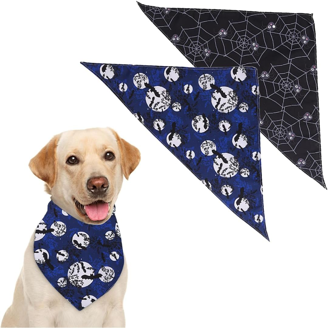 WUSJCOF Adjustable Triangle Dog Bandana with Pumpkin Pattern Witch, Halloween Dog Costume for Large, Medium, Small Dogs, Pack of 2 image number 5