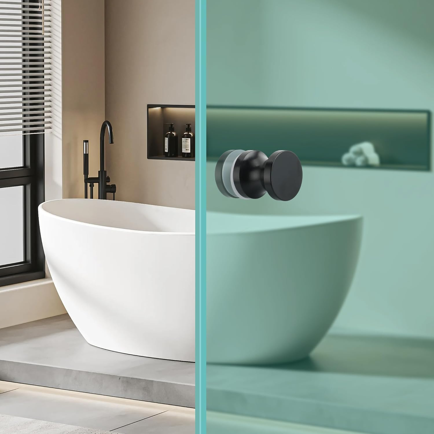 Alise Shower Door Handle, Sliding Shower Doors Knob, Heavy Duty Solid SUS304 Stainless Steel Knobs, One Sided Pull Hardware Replacement Parts for Bathroom Glass Doors, Black Finish image number 5