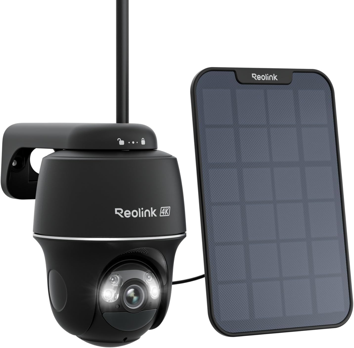REOLINK First 4K Solar Security Camera Wireless Outdoor, Argus PT 3W Sun-Powered Panel, 360&deg; Pan Tilt Battery Cam with 8MP Color Night Vision, 2.4/5 Ghz Wi-Fi, No Monthly Fee