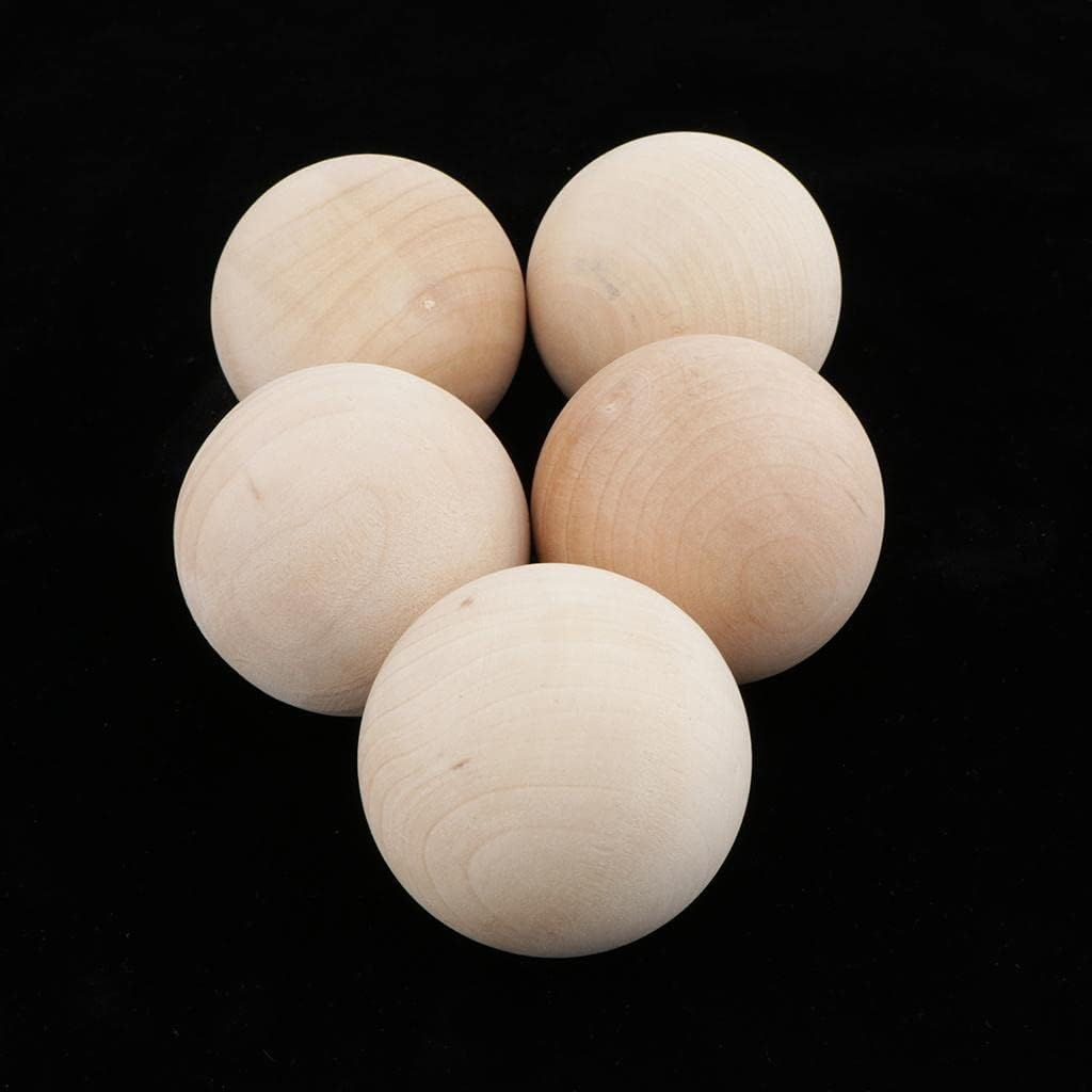 5 Pieces Natural Wood Beads - Beechwood and Hardwood Balls, Solid 60Mm image number 1