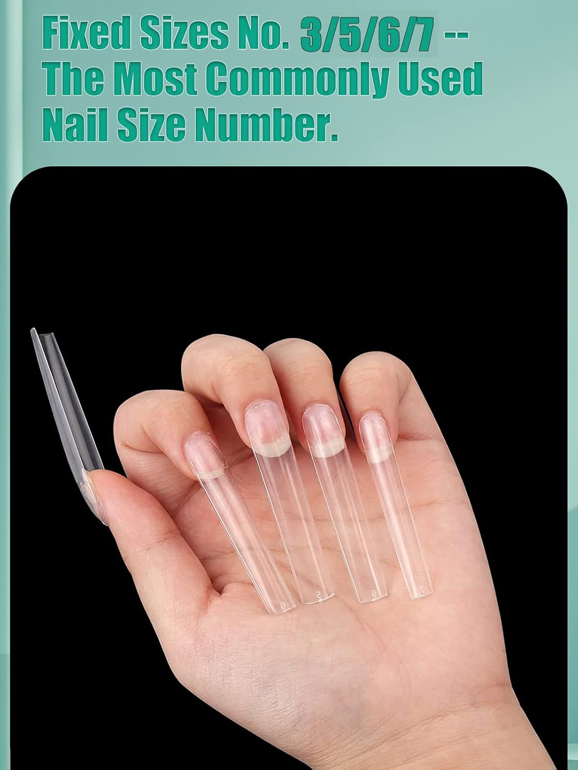 Individual Size 3 5 6 7 Full Cover Square Nail Tips for Acrylic Nails Professional, 200PCS 3XL Extra Long Straight Nail Tip, Straight Tapered Square Press on Nail Tip 4 Mostly Used Sizes