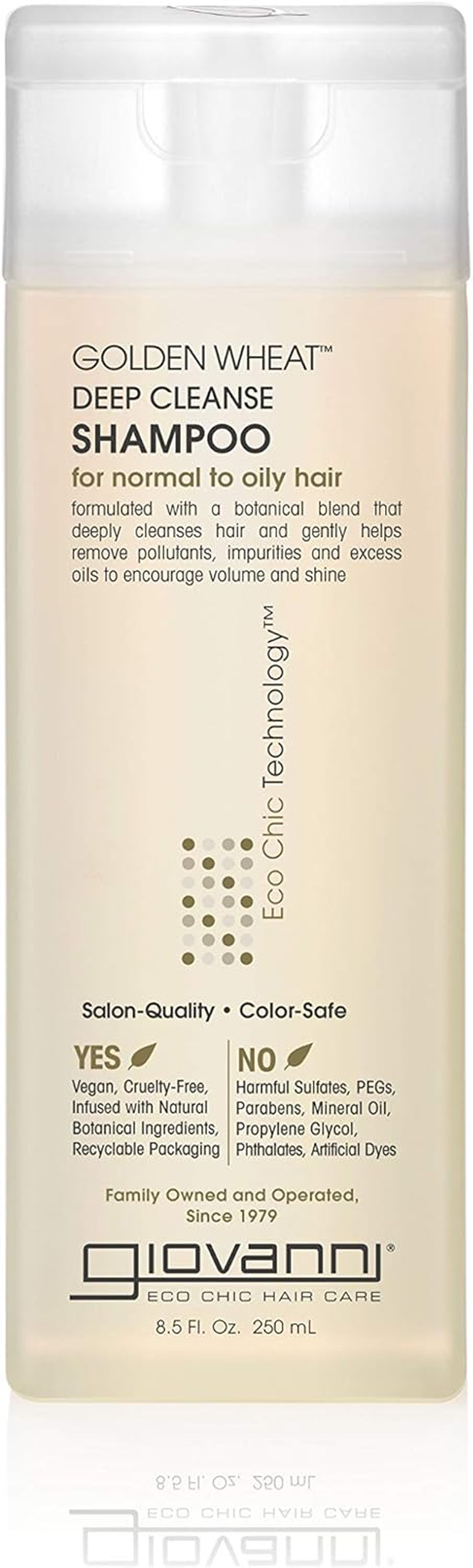 GIOVANNI ECO CHIC Golden Wheat Deep Cleanse Shampoo - Shampoo for Oily Hair, Deep Cleansing with Botanical Oils, Helps Encourages Volume & Shine, Color Safe - Spearmint Oil + Aloe Vera, 8.5 Oz