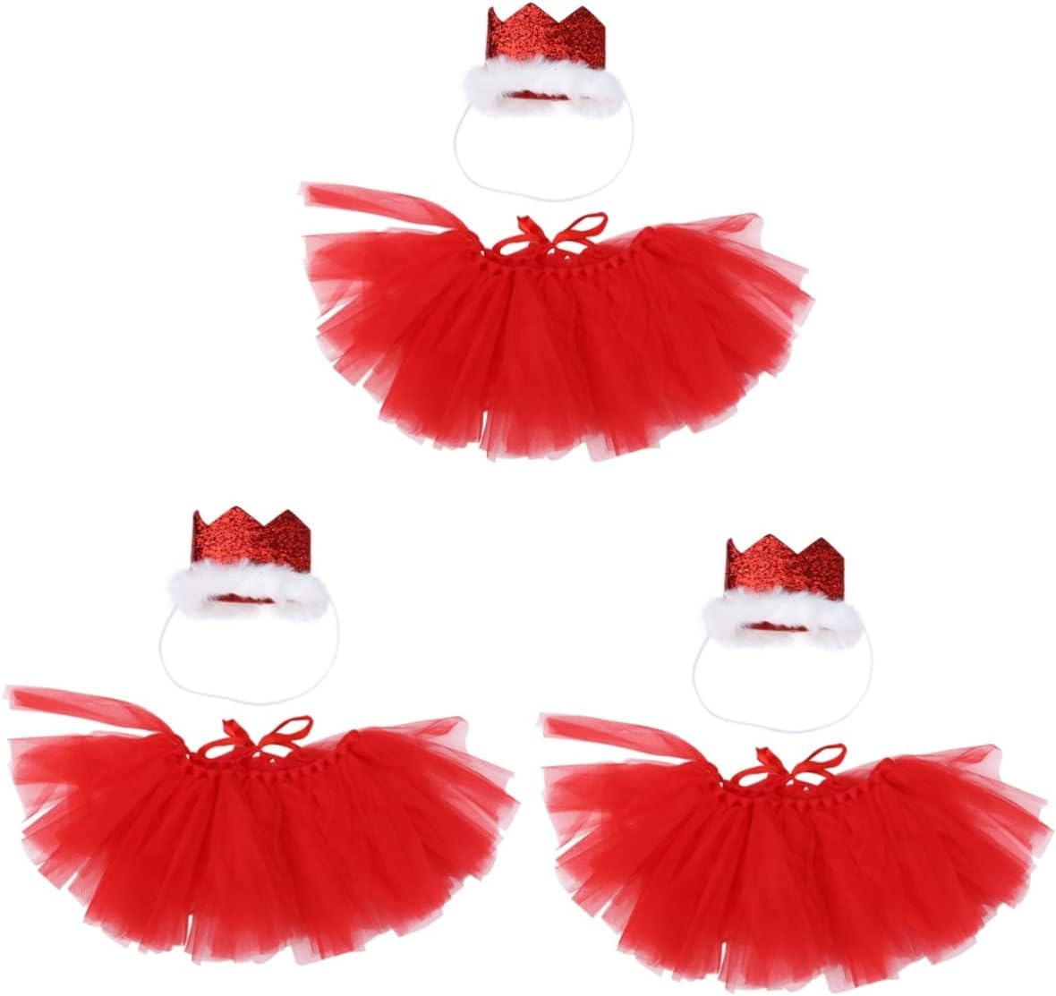 Ipetboom 4Pcs Pet Gauze Skirt Party Mesh Dog Clothes Puppy Dress Pet Supplies for Puppy Dog Crown Headband Skirt Crown Headband