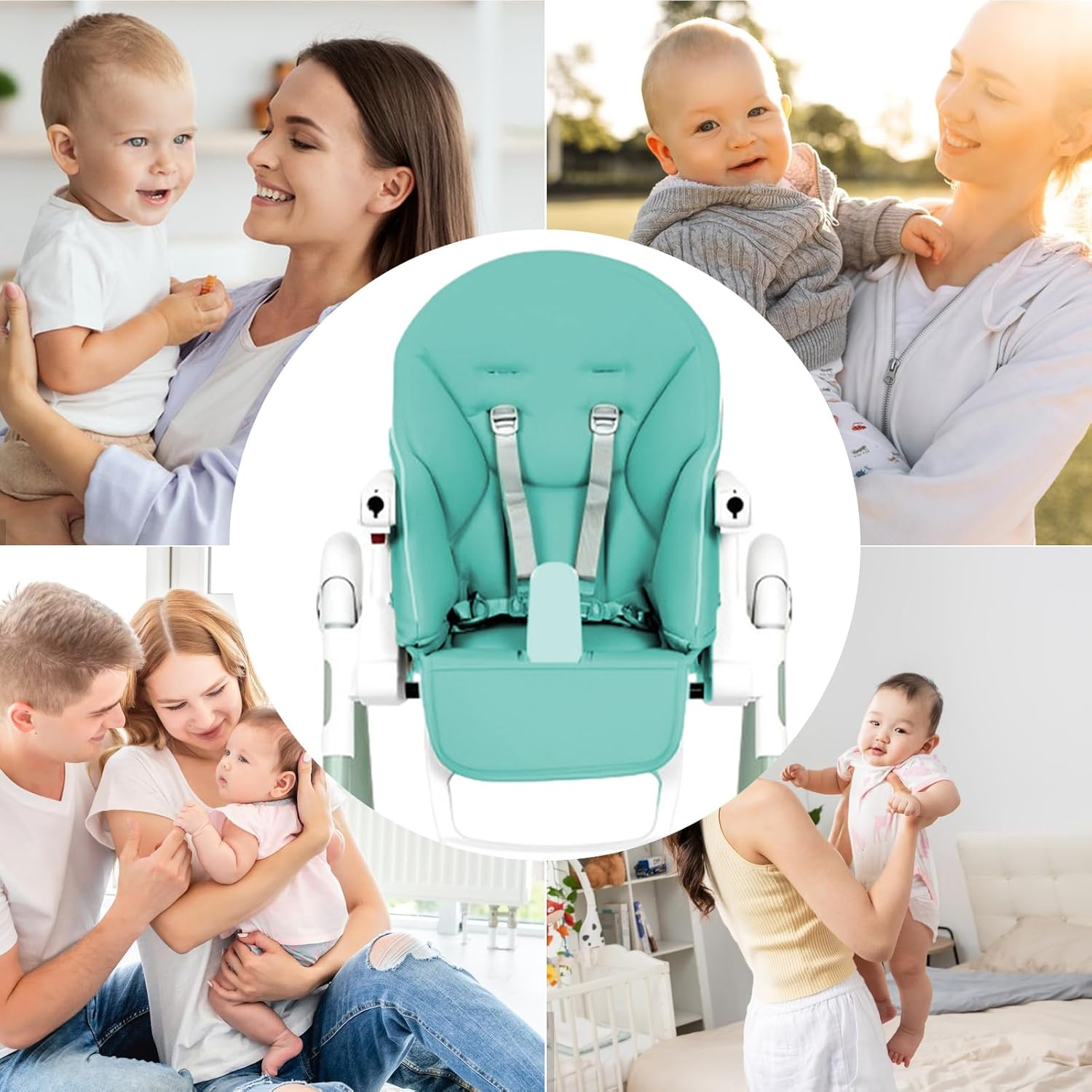 Baby High Chair Cushion, Kids Highchair Insert Pad, Pu Leather Cover for Baby Chairs, Children Dining Seat Padding Cover, Portable & Comfortable image number 6