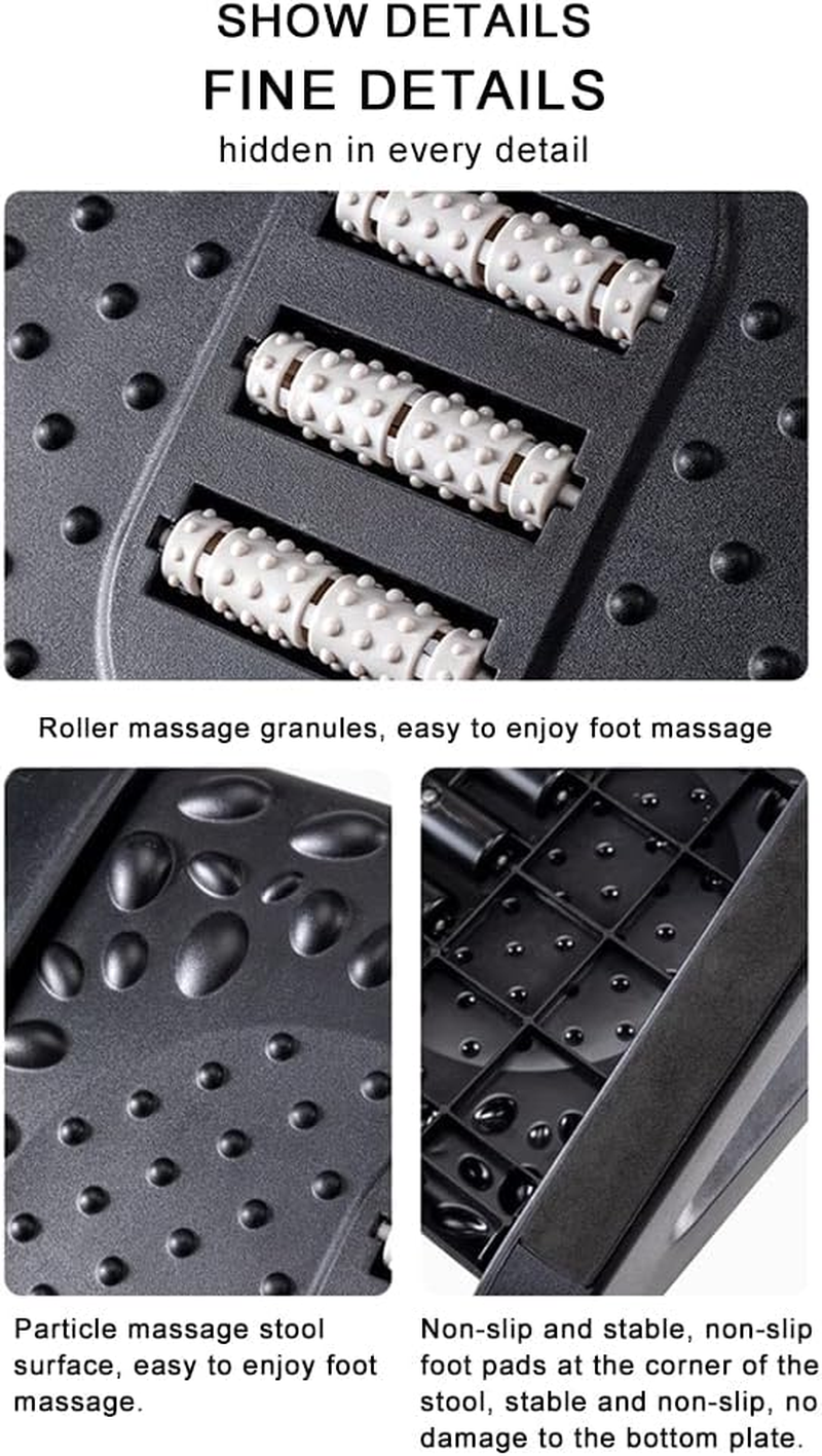 Rest for under Desk at Work, Upgrade Widened Panel Office Footrest, Ergonomic Tilted Foot Stool, 6 Height Adjustable with Massage Surface and Roller for Home Office, All Ages image number 1