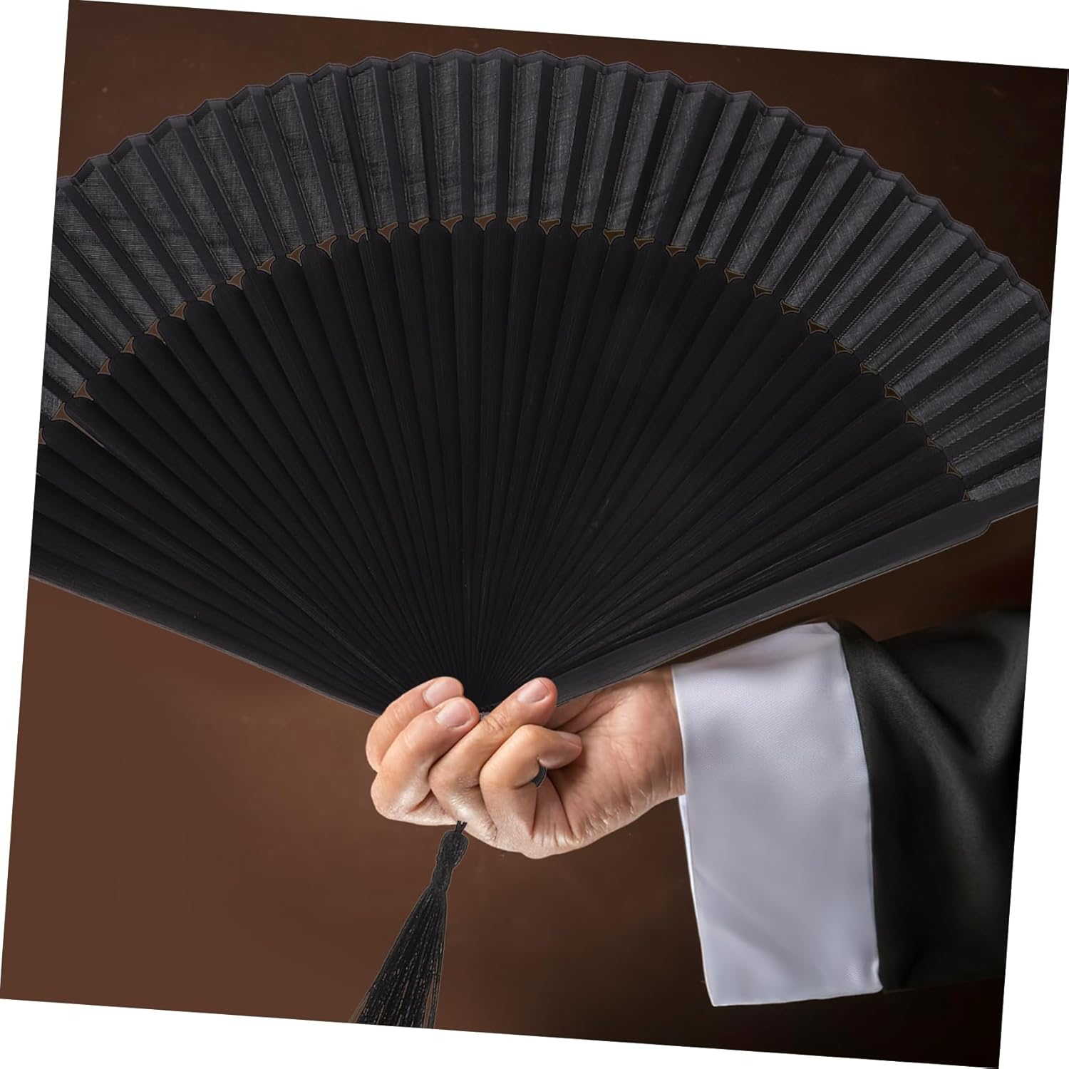 SEWACC 1Pc Handheld Chinese Folding Fan Bamboo Fan for Weddings Parties and Decorative Use Includes Storage Bag Elegant Design for Men and Gentlemen image number 4