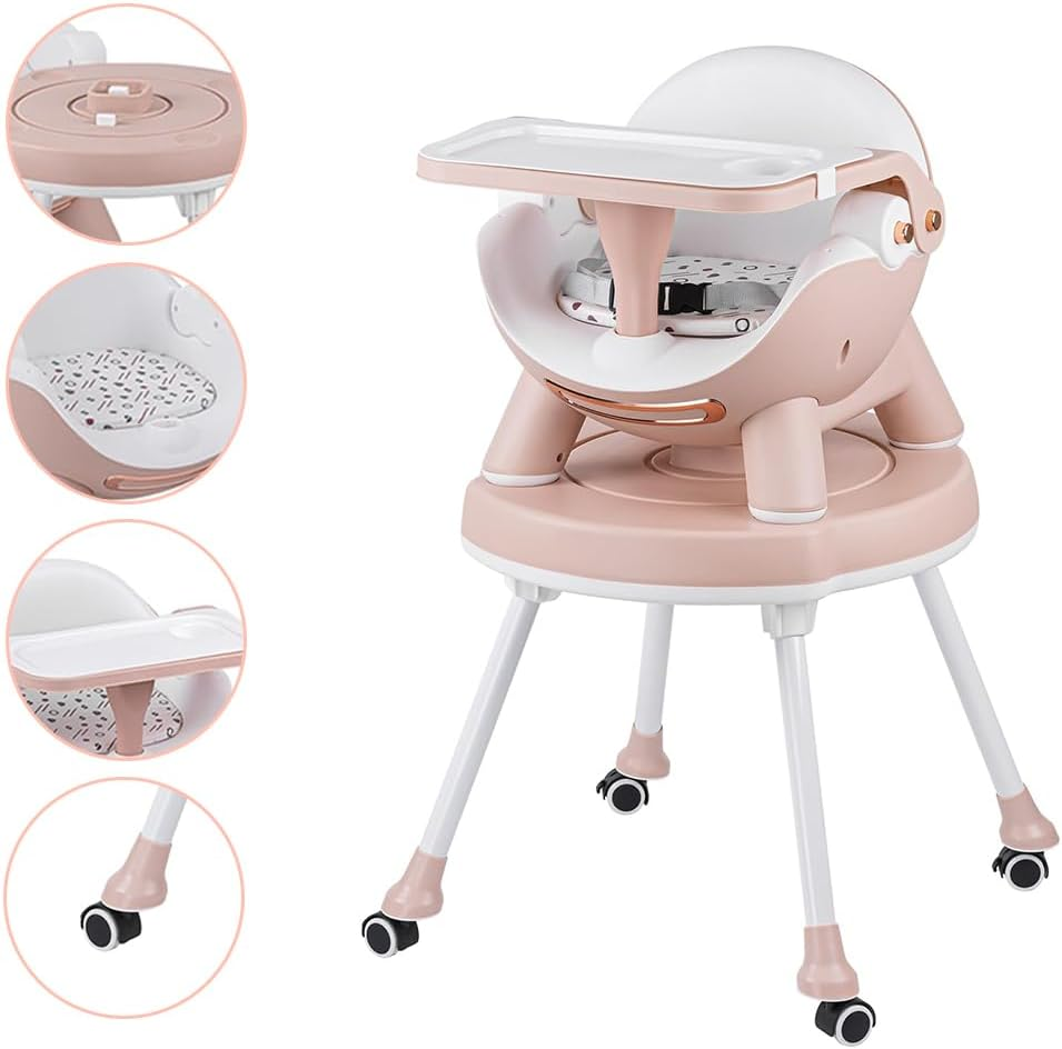 4-In-1 High Chair, Convertible High Chair with Removable Tray, High Chairs for Babies and Toddlers, Modern Design, Grows with Your Baby