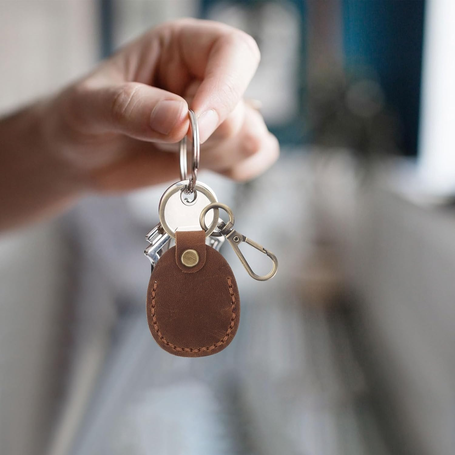 VALICLUD 3Pcs Retro Access Card Holder Keychain for Electronic Tag Case Handmade Pu Card Sleeve Storage Pouch for Women Fob Keychain image number 2