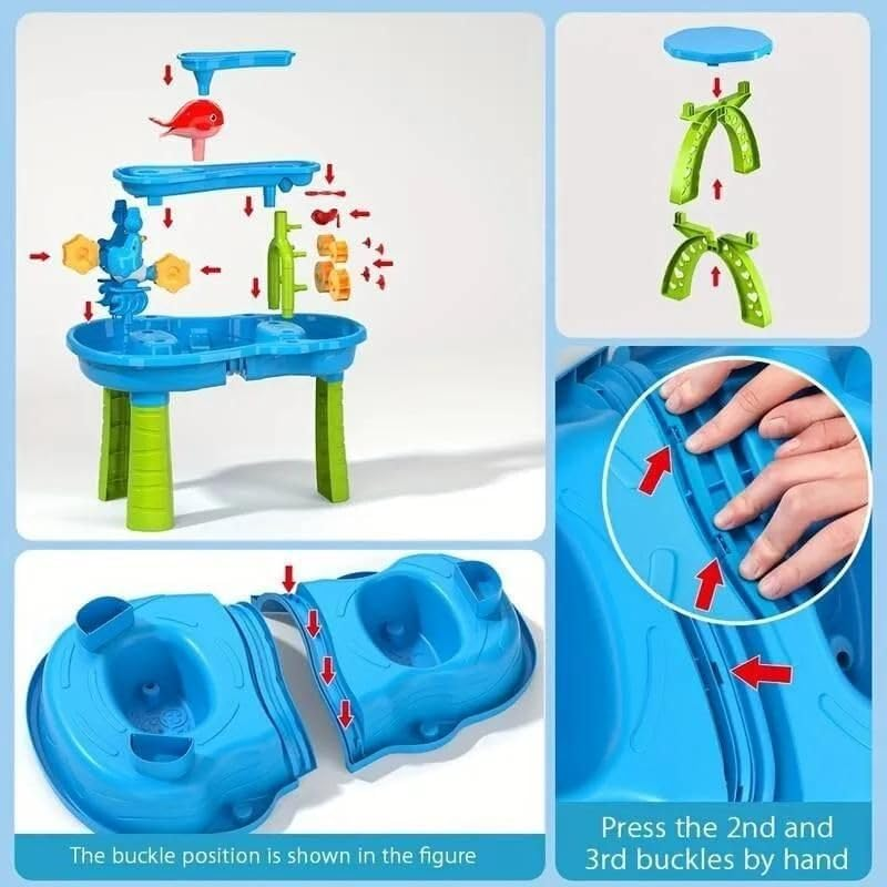 AUSWAY Sand Water Table Toy, 3In1 Kids Beach Sandbox Outdoor Activity Dolphin Water Wheel Shovel Toy image number 3