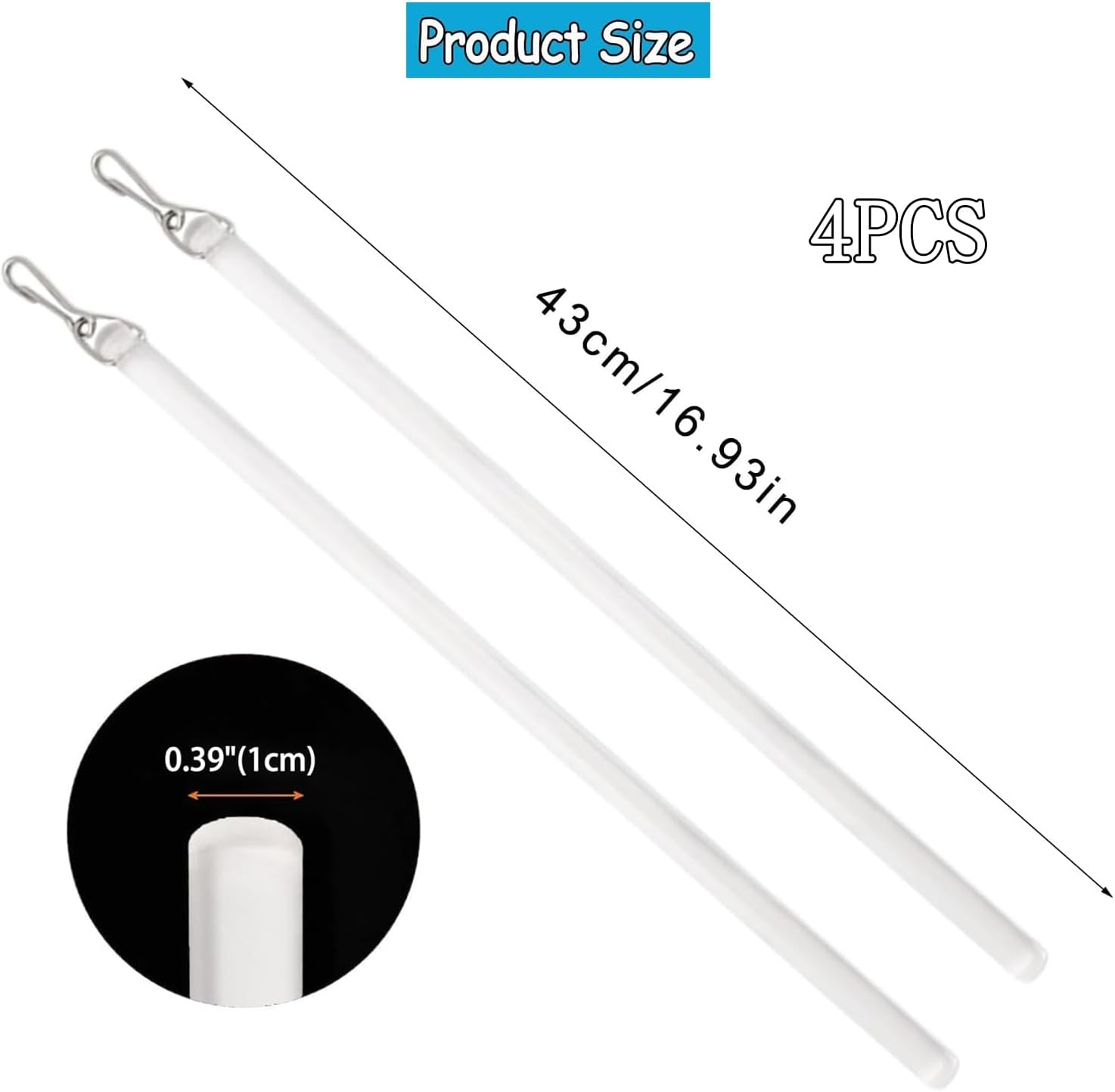 Yharnamite 4 Pcs Clear Acrylic Drapery Wand, Invisible Pull Rod with Hook for Opening and Closing High Hanging Drapes & Heavy Curtains in Homes & Offices