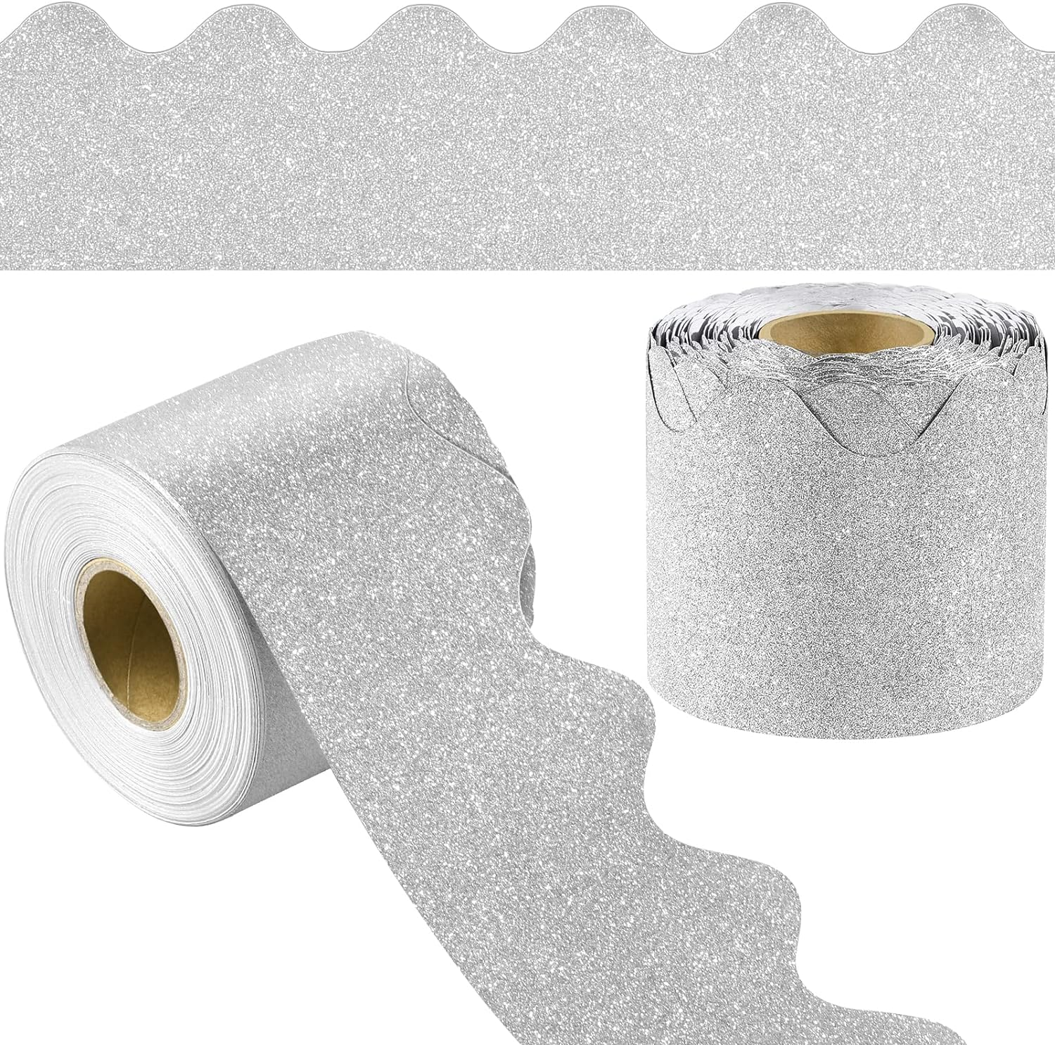 Durony 65.6 Feet Bulletin Board Borders Glitter Borders Trim Scalloped Board Borders Decoration Borders for School Classroom Decoration (Gold)