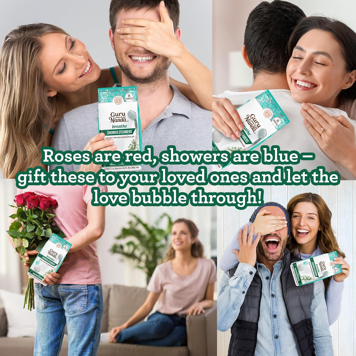 Gurunanda Breathe Shower Steamer Tablets (Pack of 10) - 100% Natural Eucalyptus Essential Oil Helps with Congestion and Basil Supports Stress Relief & Mental Clarity - Perfect for Home Spa & Self Care