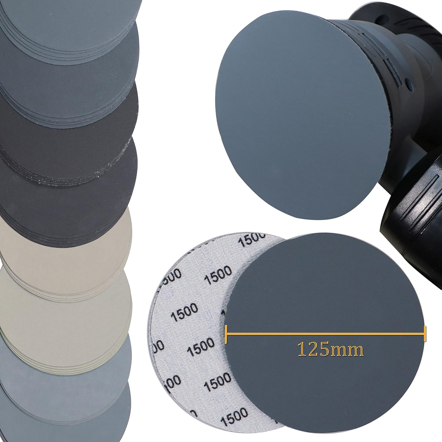 Aewio 40PCS 5 Inch No Hole #800-#5000 Wet Dry Sanding Discs 800 1000 1200 1500 2000 2500 3000 5000 Grit Sandpaper Compatible for Random Orbital Sanders (#800-#5000 8Kind Grit Each 5PCS) image number 5