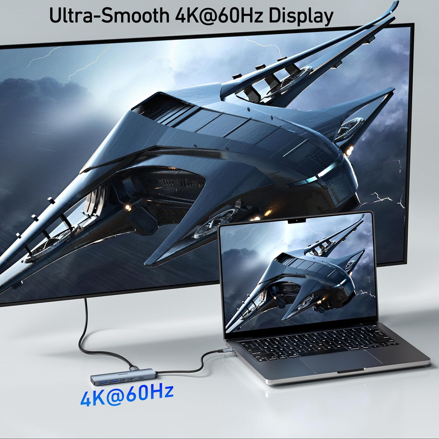 BENFEI USB C HUB 6-In-1 with Hdmi(4K@60Hz), 100W Power Delivery, 10Gbps 2*USB-A and 2*USB-C, Silicone Cable, Aluminum Case Compatible with Iphone 15 Pro/Max, Macbook, Ipad Pro, Imac, S23, XPS17 image number 1