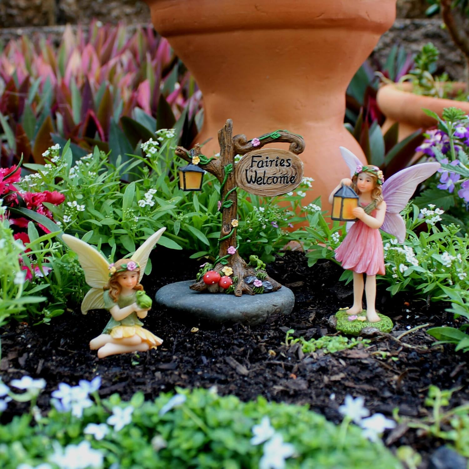 PRETMANNS Fairies for Fairy Garden &ndash; Fairy Garden Accessories &ndash; Fairy Garden Fairies &ndash; Cute Fairy Garden Figurines and a Fairy Sign - Miniature Fairy Garden Accessories - 3 Piece Fairy Set image number 2