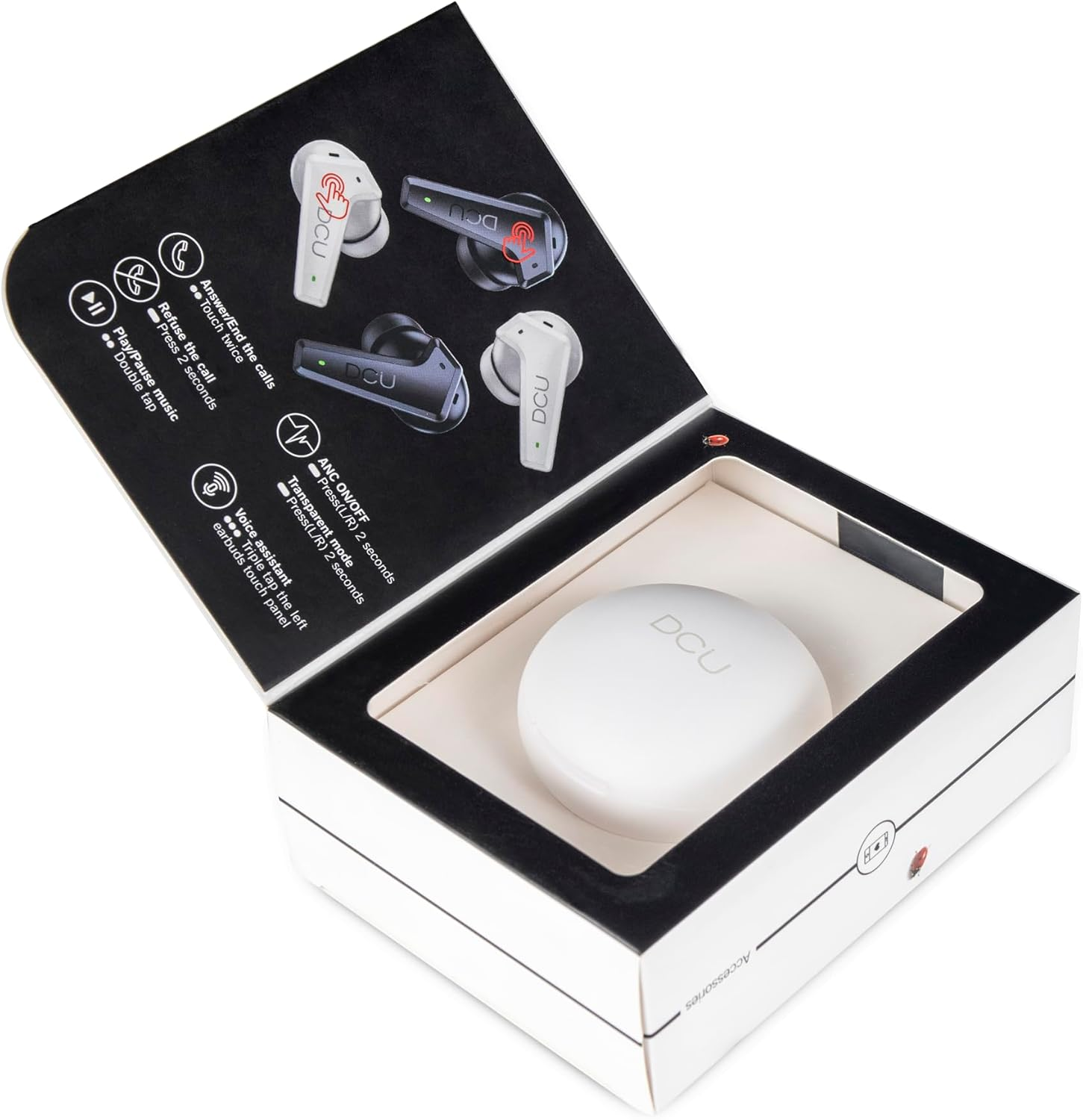 DCU Tecnologic Active Feedforward Noise Cancelling Headphones Bluetooth Headphones 5.0/5.2 White image number 1