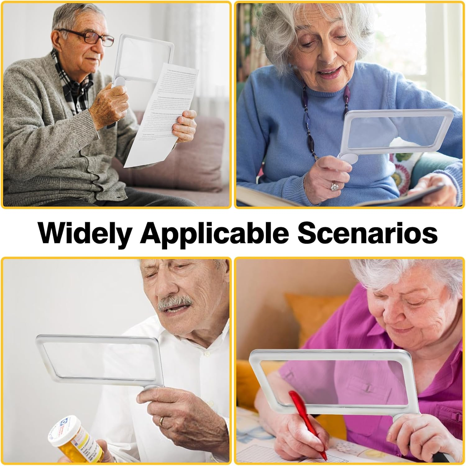 SZMDLX 5X Large Reading Magnifier, Folding Handheld Magnifying Glass with Light 48LED Cold & Warm Light with 3 Modes for Seniors Low Visions Newspaper Books Small Print, Rectangle Lighted Magnifier image number 5