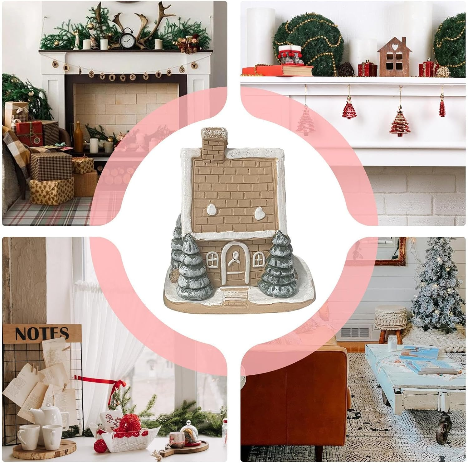 Home Shape Incense Burner, Log Cabin Incense Burner | Christmas Cabin Incense Burner Chimney House Camping Incense - Living Room Incense Coil Burner for Camping Incense image number 3