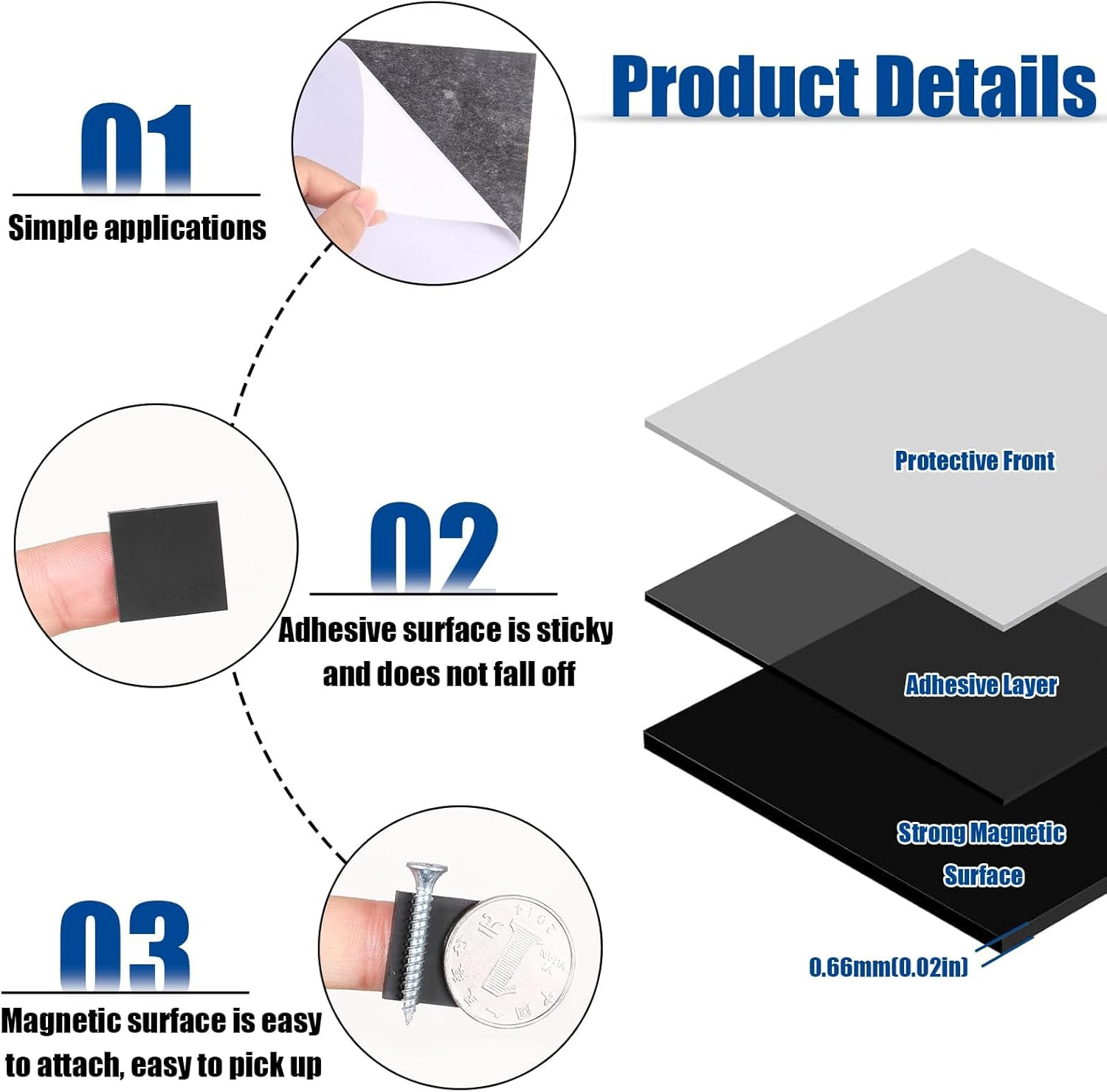 Magnetic Sheets, 5 Pcs Flexible Magnet Sheets, Magnets with Adhesive Backing for DIY Picture, Photo, Craft image number 2