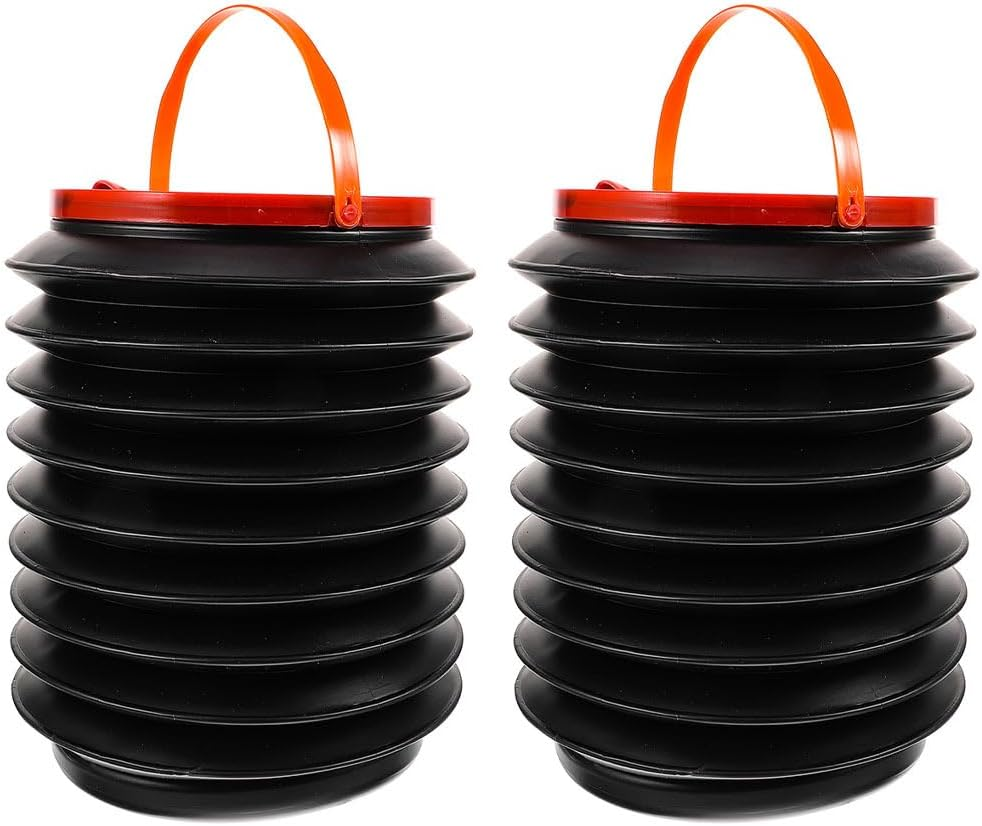 Yardwe Collapsible Bucket with Handle Lid, 2Pcs Foldable Fishing Bucket 4L Plastic Water Pail Small Outdoor Trash Can Camping Garbage Bin for Picnic Beach Garden image number 6
