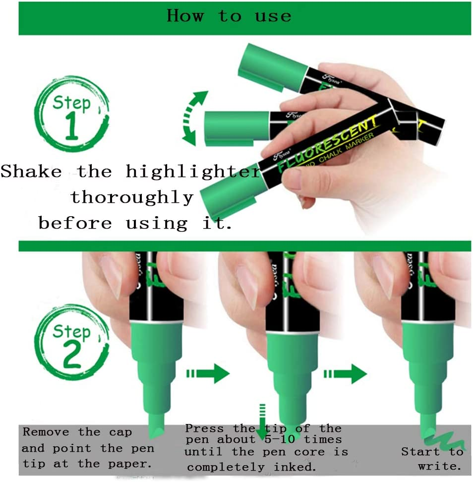 RIDINO Liquid Chalk Pen Markers - Chalkboard Marker Erasable on Blackboard, Glass, Window, Mirror and Kids Art-Chalk Pen Includes Reversible Chisel & Bullet Tip - Wet Erase Ink(12 Colors)