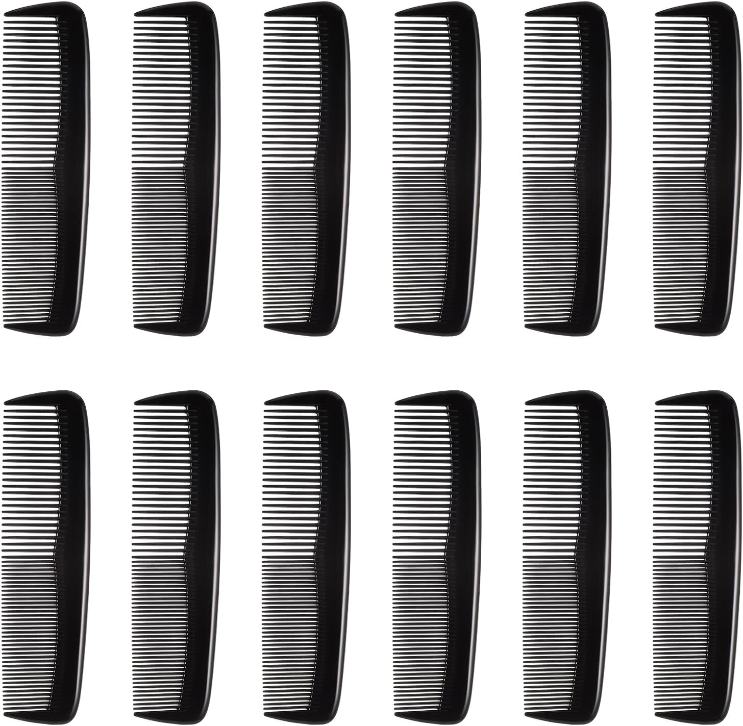 Mynoozi 12 PCS Hair Combs Set Colorful Plastic Pocket Combs Fine and Wide Tooth Cutting Combs for Women and Men Salon and Hotel Hair Care Tool(Black)