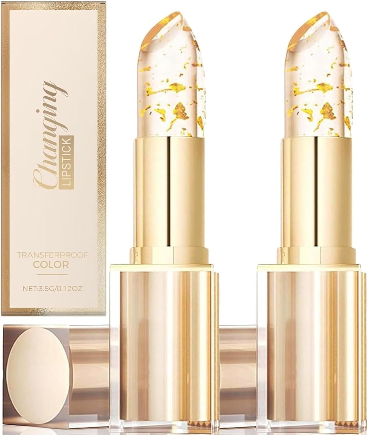 Transparent Gold Crystal Color Changing Lipstick,Glossy Shine Lips/Tick for Women All Skin Types,Extreme Lip Plumper & Long Lasting 12H,Full-Looking Tinted Lips/Tick for Women (2 PCS) image number 2