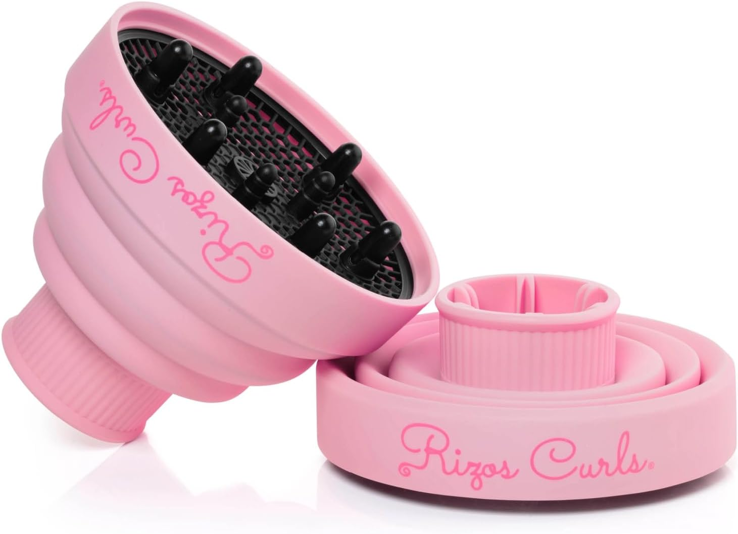Rizos Curls Collapsible Hair Diffuser, Dry Curls Evenly & Faster, Enhances Curl Definition, Volume, and Minimize Frizz, Universal Size Fits Most Hair Dryers, Pink