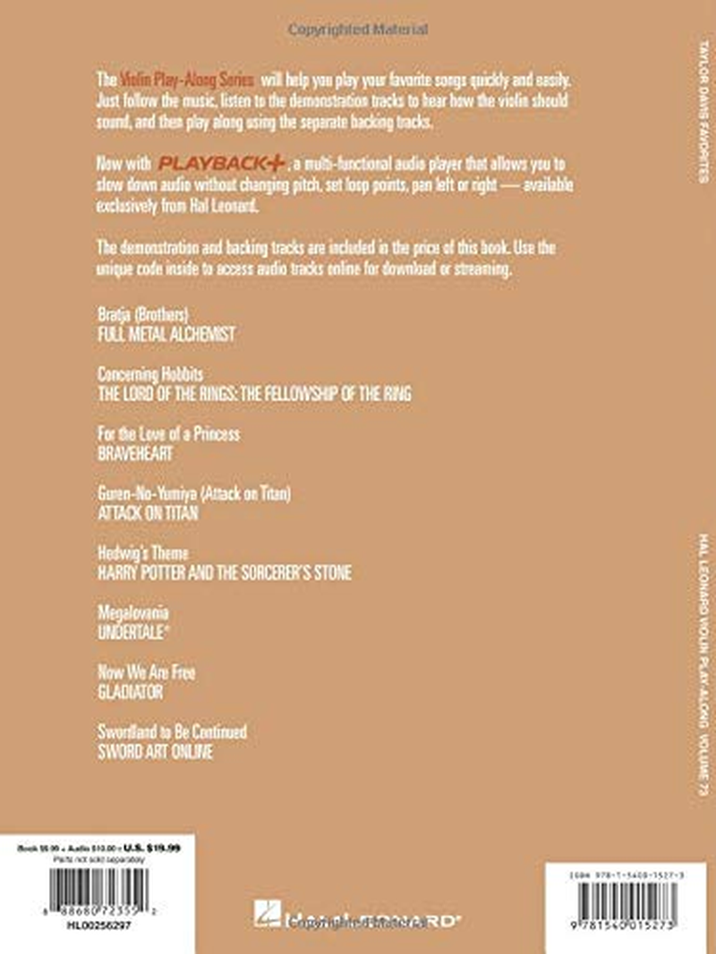 Hal Leonard Violin Play-Along Volume 73 Taylor Davis Favorites Book with Online Audio image number 1