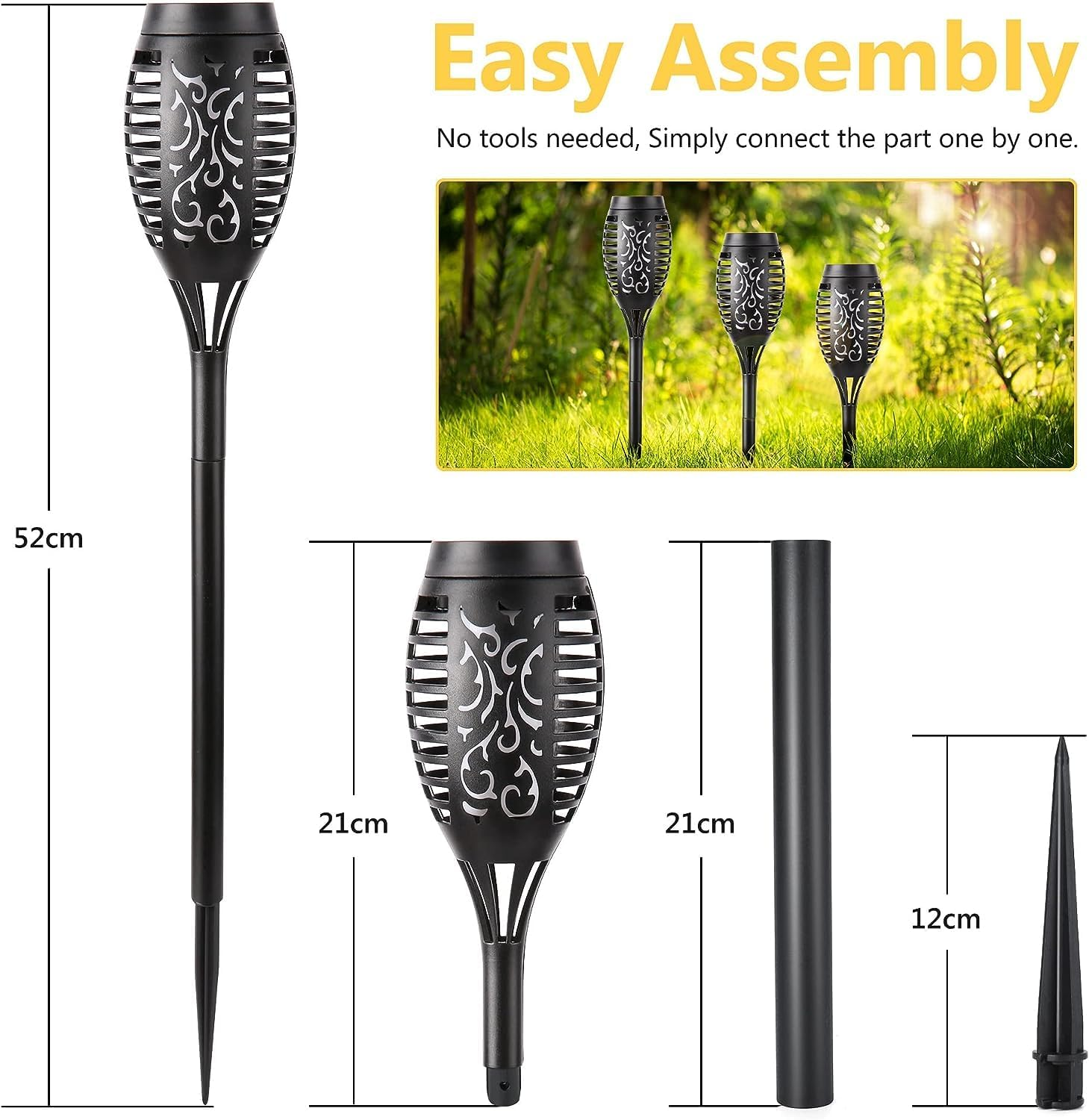 Solar Lights Outdoor Garden, 6 Pack Solar Flame Lights LED Purple Flickering Flames, IP65 Waterproof Solar Torch Lights for Pathway Garden Patio Yard Halloween Christmas Decorations Purple image number 0