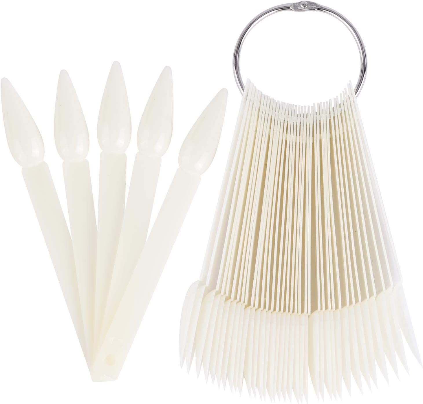 160 Pcs Nail Swatch Sticks Natural Stiletto Nail Color Display Practice Nail Sample Sticks