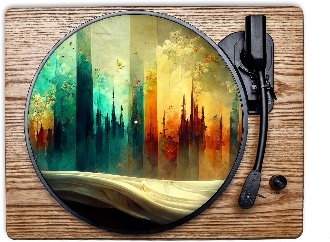 Slipmat - Record Player Mat Made of Rubber Waves of Sound - Mat for Gramophone 30.5 Cm (12 Inches)