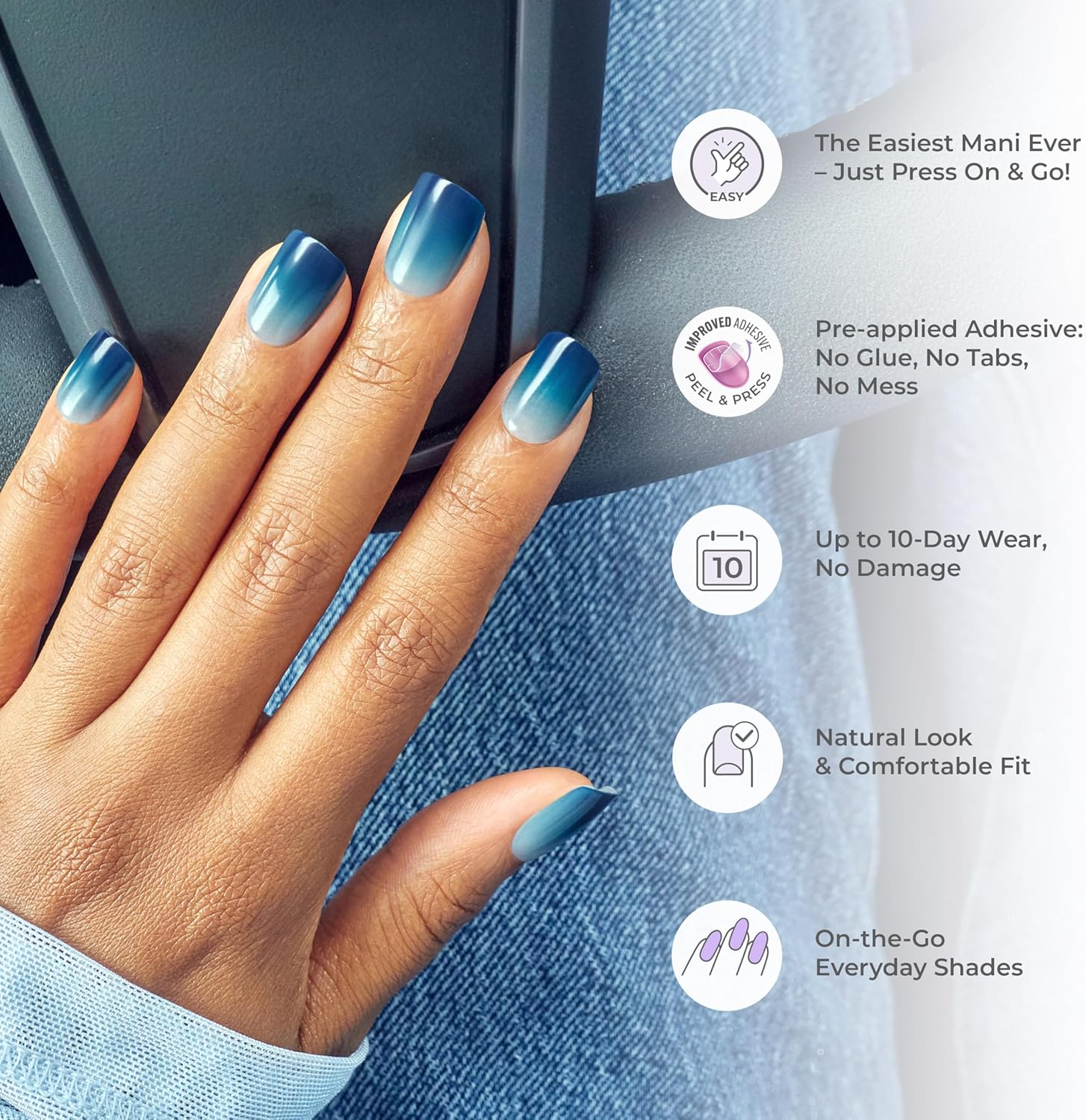 Impress KISS Color Gel Nail Kit, Pick Me Pink, with Purefit Technology, Polish-Free Colour Mani, Includes Prep Pad, Mini File, Cuticle Stick, and 30 Fake Nails