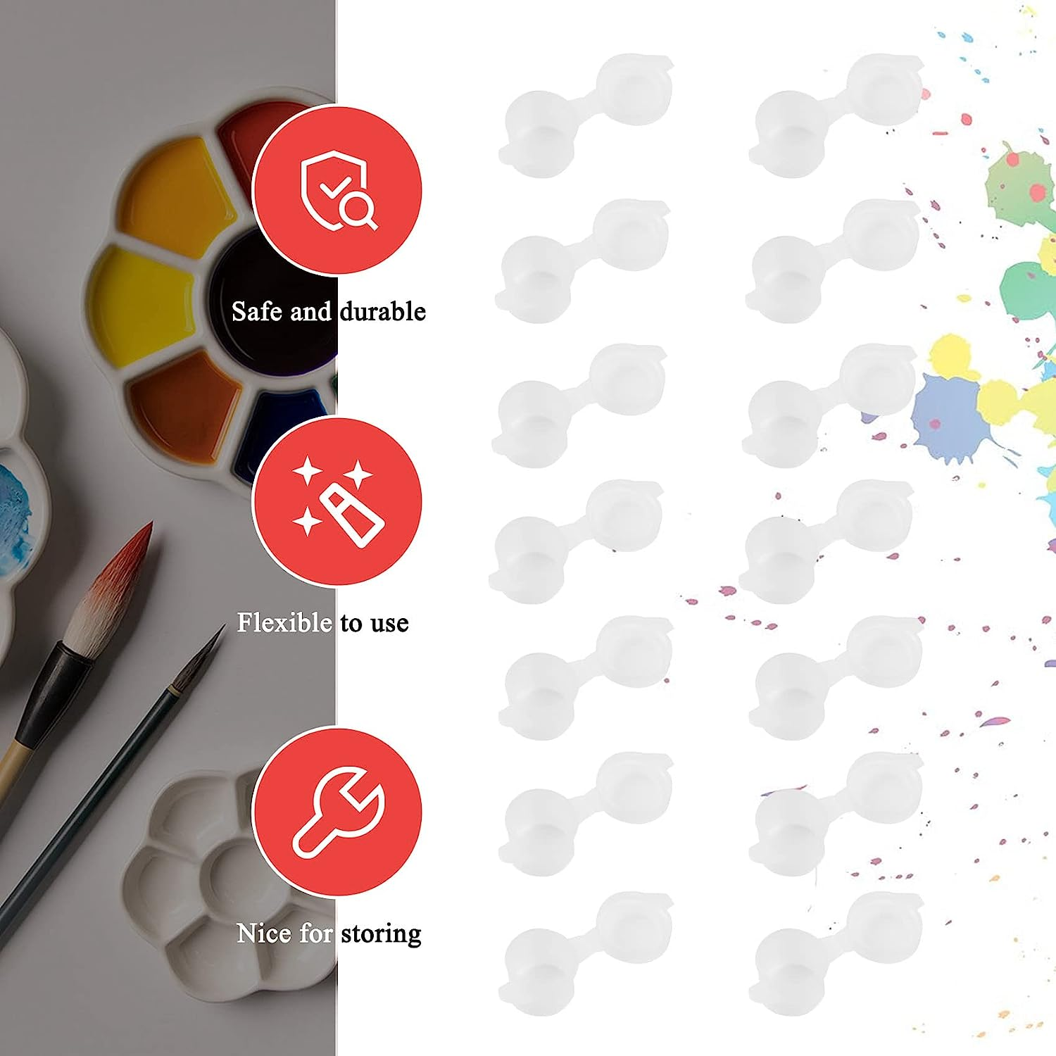 Spacesea 100 Strips 600 Pots Empty Paint Strips Paint Cup Clear Plastic Storage Containers Painting Craft Supplies(3 Ml/ 0.1 Oz) image number 4