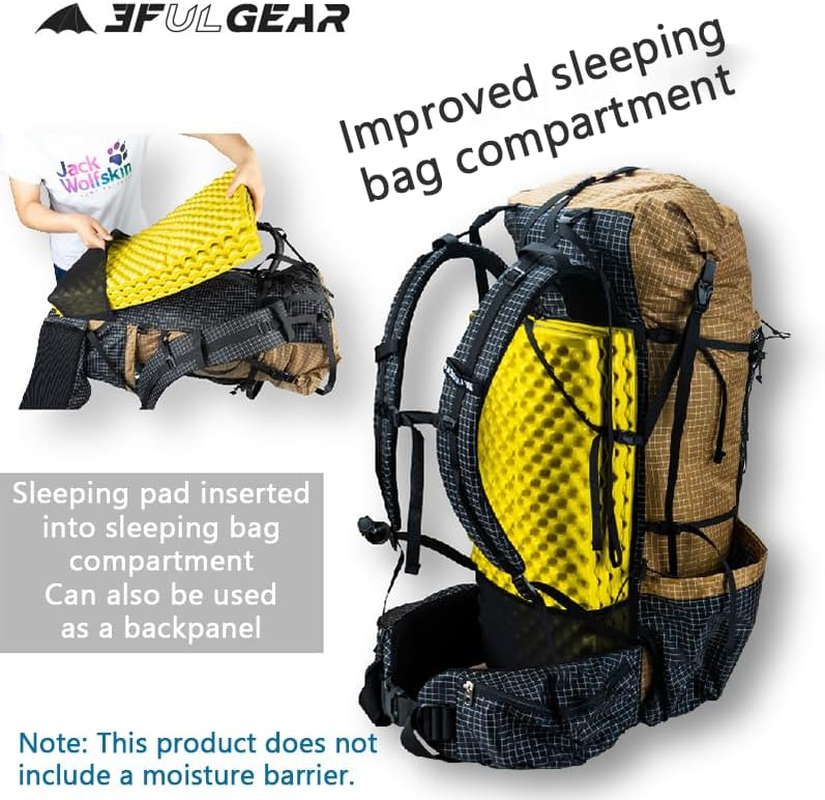 Windhike 3F UL GEAR 56L Internal Frame Hiking Backpack, Lightweight Breathable Pack-Fix Trekking Poles & Moisture-Proof Pads for Backpacking - Black image number 4