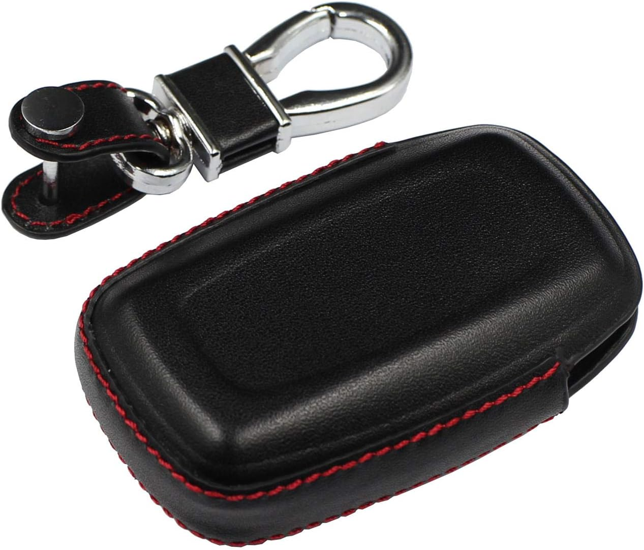 M.Jvisun Men Women Genuine Leather Key Fob Cover for Land Rover Discovery 4 LR4 for Range Rover Evoque for Range Rover Sport Car Remote Key Case Pouch with Key Ring Keychain - Black