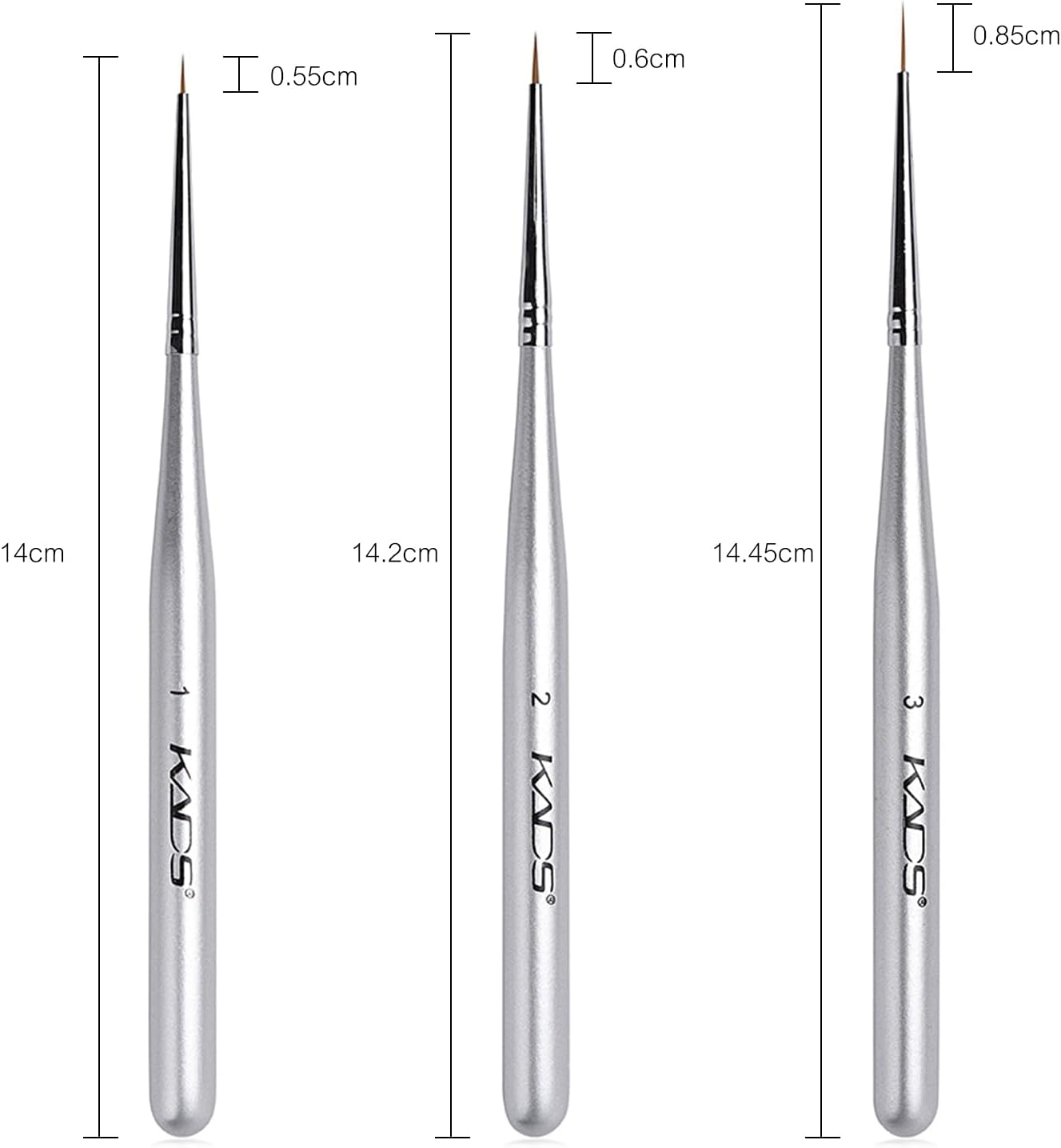 KADS 8 Pcs Nail Brushes Set-Nail Liner Brush Nail Gel Brushes Ponined Flat Oblique Brush and Oval Brush image number 2